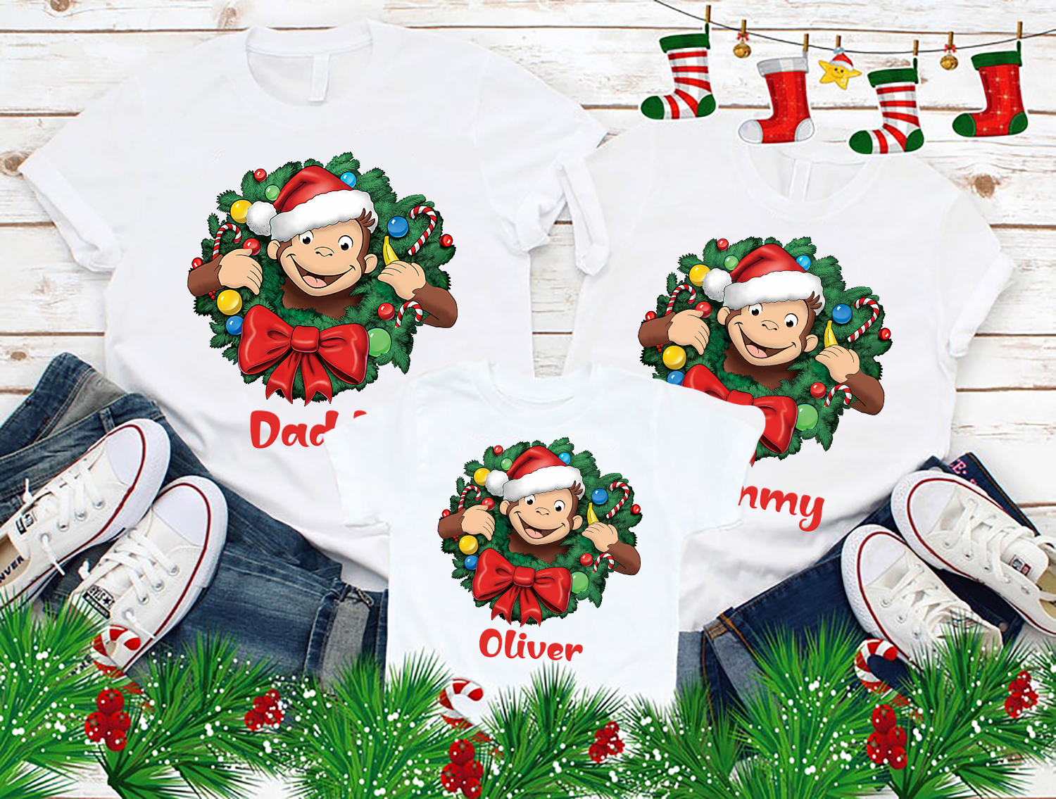 Curious George Christmas Family shirt, Monkey Kid Shirt, Monkey Birthday Shirt
