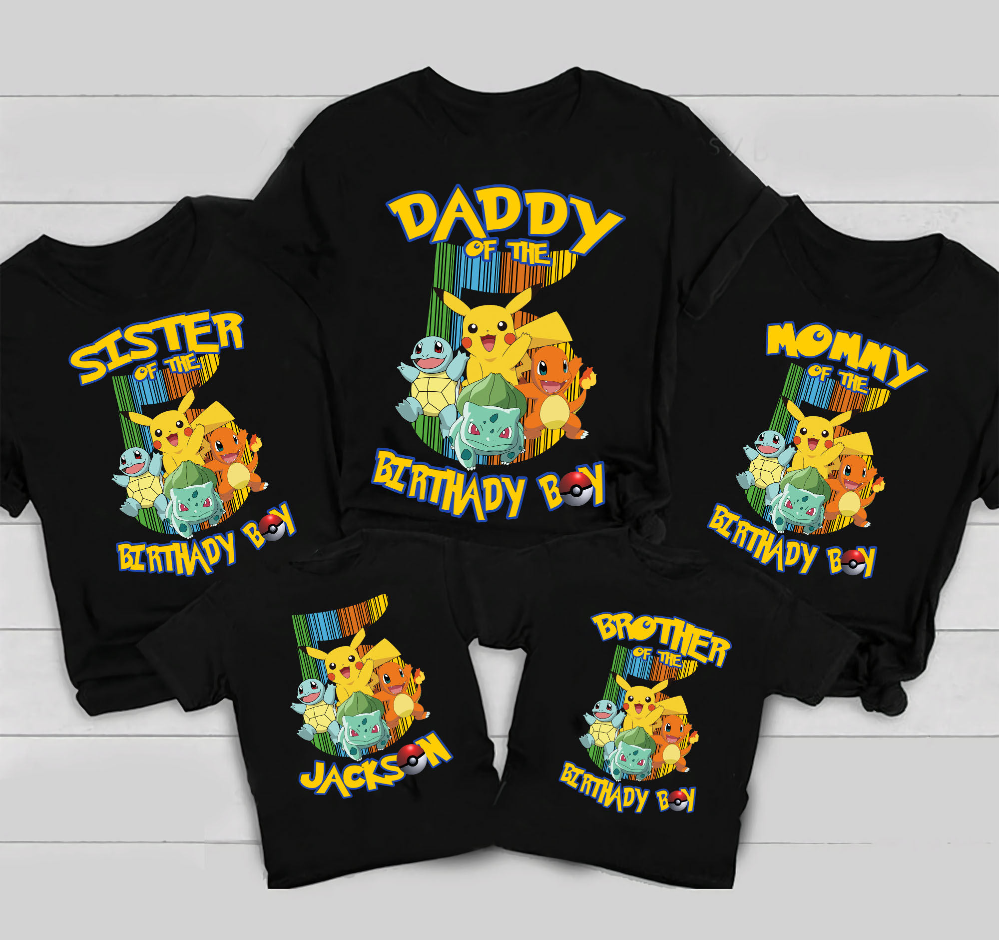 Personalized Pikachu Birthday Shirt, Party Shirt, Family Matching Shirt, Gift Birthday Shirt, Pokemon Birthday Shirt, Raglan Kids Shirt