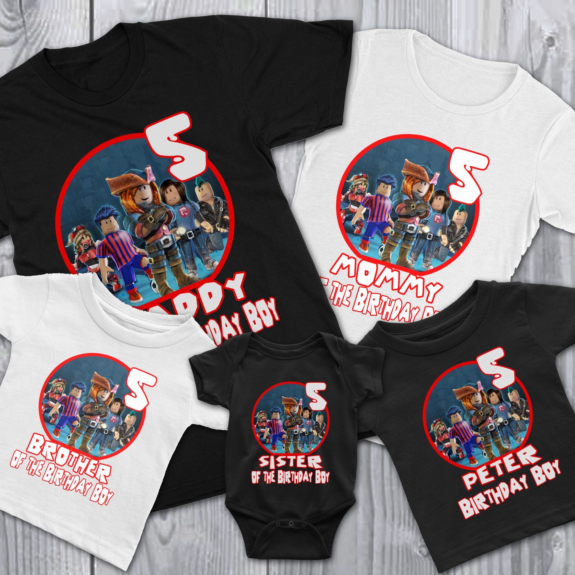 Personalized ROBLOX Birthday Shirt, ROBLOX Family Birthday Boy Shirt, Matching Birthday Family Party Shirts