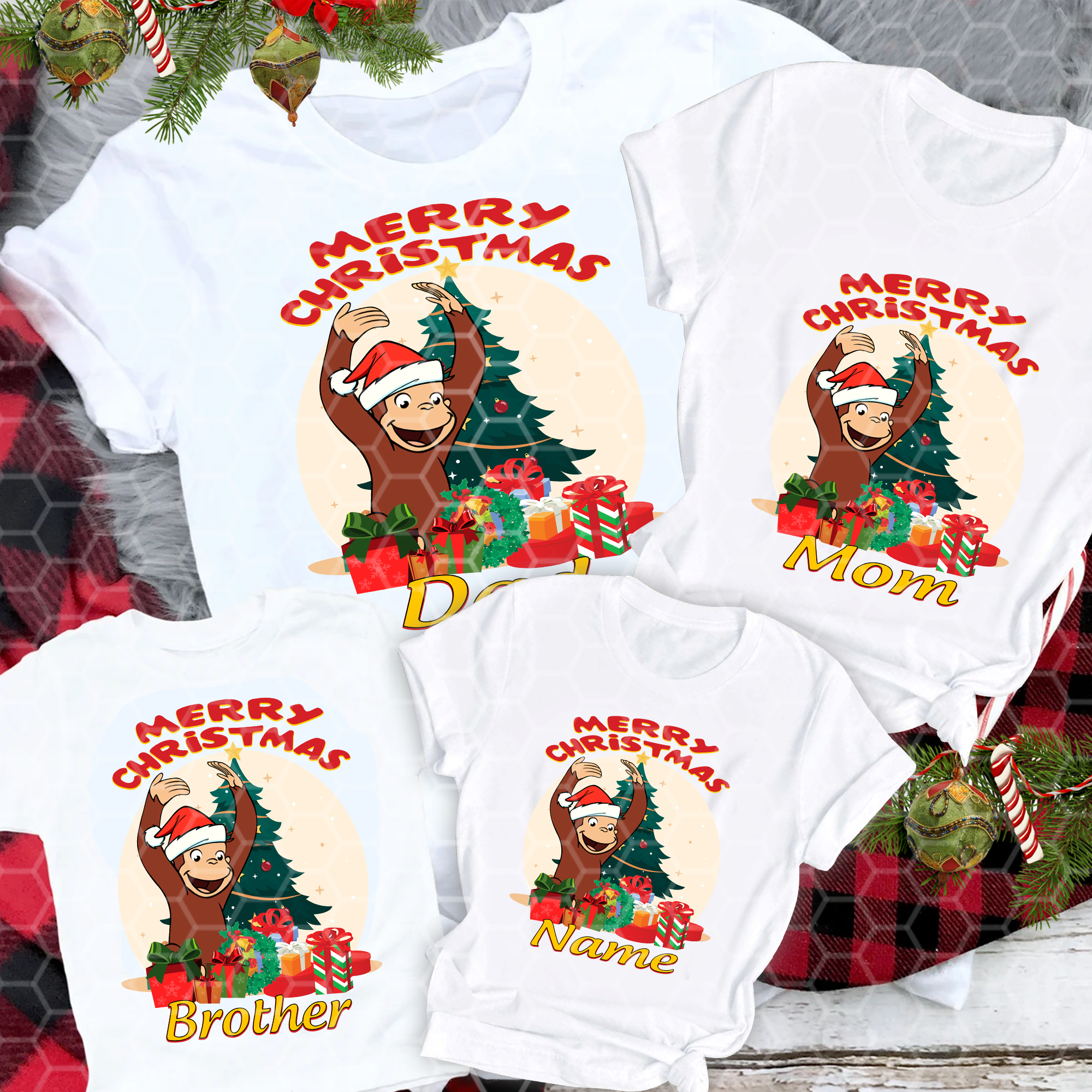 Curious George Christmas Family Shirt, Curious George Birthday Shirt, Personalized Curious George Shirt, Christmas Gifts