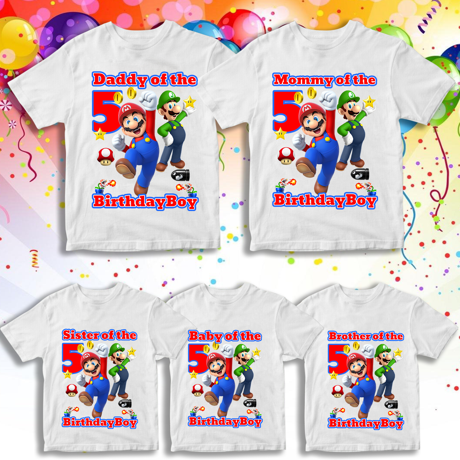 Family matching Shirt Gift Custom name and age, Super Mario Birthday shirt Mario and Luigi birthday shirt, shirt short,long shirt