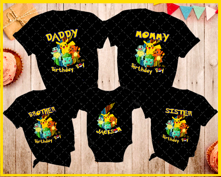 Pikachu Birthday Family Shirt, Pokemon Birthday Family Shirt, Personalized Birthday Family matching Shirt , Birthday Gift Shirt