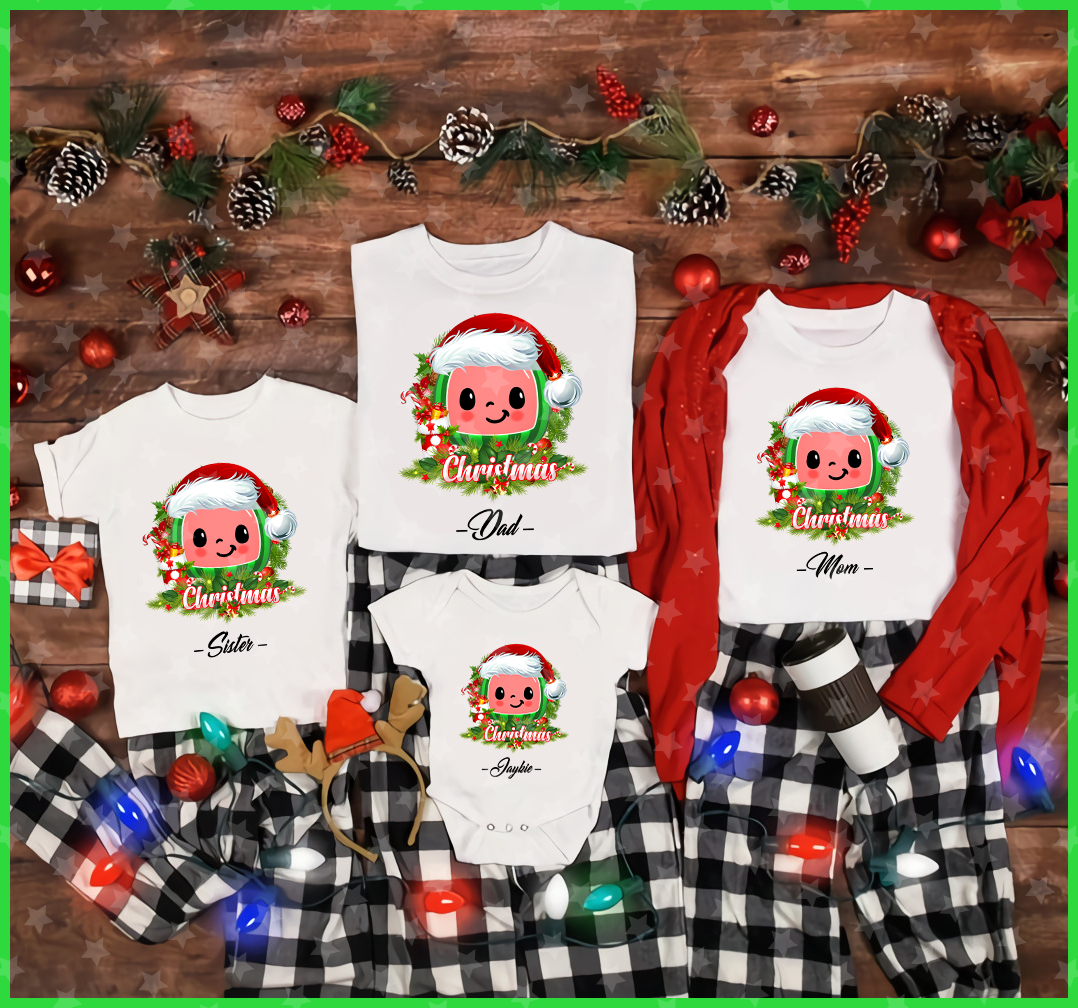 Cocomelon Merry Christmas Set, Cocomelon Family Shirt, Coco-melon Birthday Family Christmas Shirt, Coco-melon Christmas Shirt, Christmas Gifts