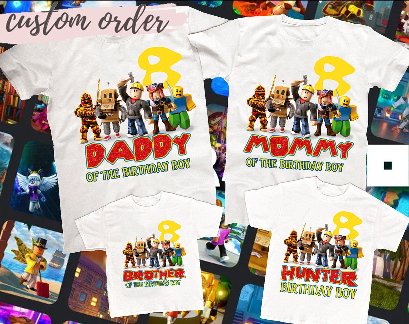Roblox Family Shirt, Personalized RobloxThemed Birthday Shirt, Roblox Shirt, Family Matching Kids Tee