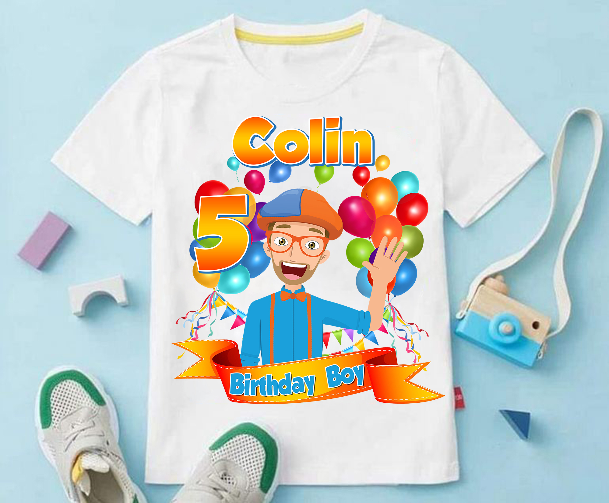 Personalized Blippi Birthday Shirt, Personalized Blippi Birthday, Blippi Theme Birthday BoyGirl Shirt, Matching Birthday Family Kids Tee