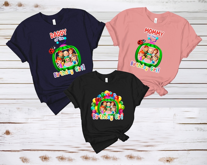 Cocomelon Family Matching V-Neck Shirt, Cocomelon  Family Birthday Girl , Melon Birthday Shirt, Cocomelon Birthday Girl Shirt, Melon Shirt