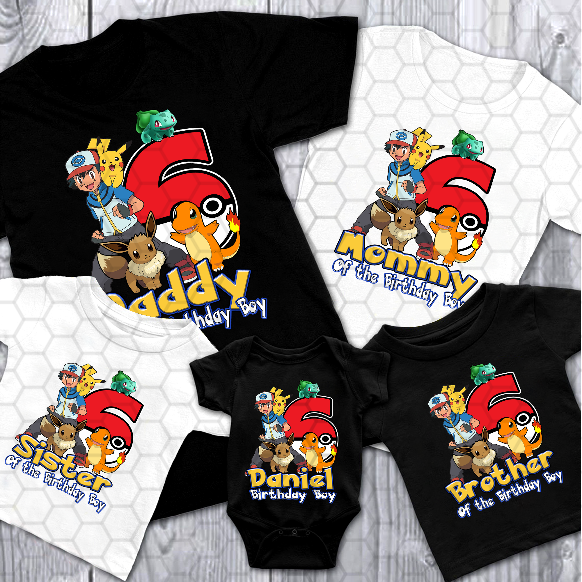 Personalized Pokemon Birthday Shirt, Pikachu Birthday shirt, Pikachu Pokemon Matching Family Shirt, Pokemon Eevee Evolution shirt