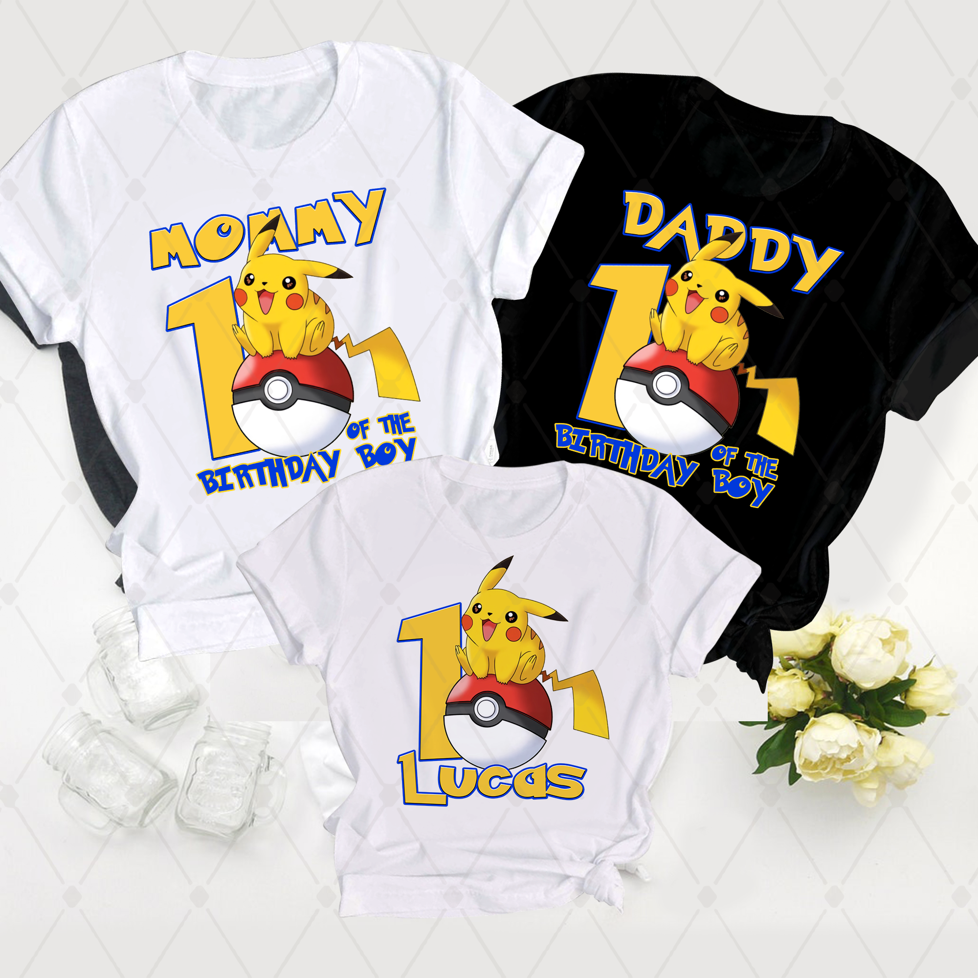 Personalized Pikachu Birthday Party Shirt, Pikachu Family Matching Shirt, Pikachu Gifts, Kids Pokemon Birthday Shirt