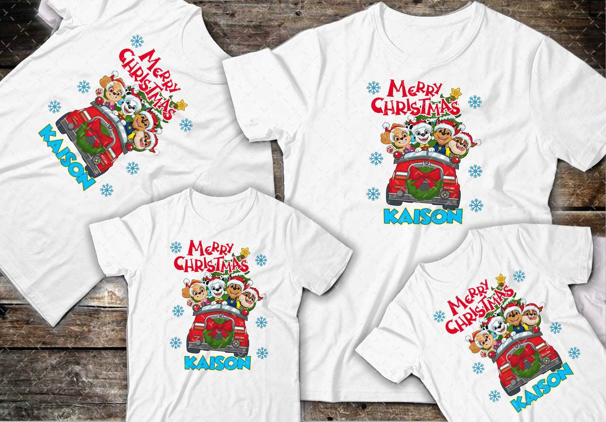 Personalized Paw patrol Christmas Shirt, Paw patrol Theme Party, Christmas shirts for kids,Youth,adults. Matching family shirts. christmas family gift