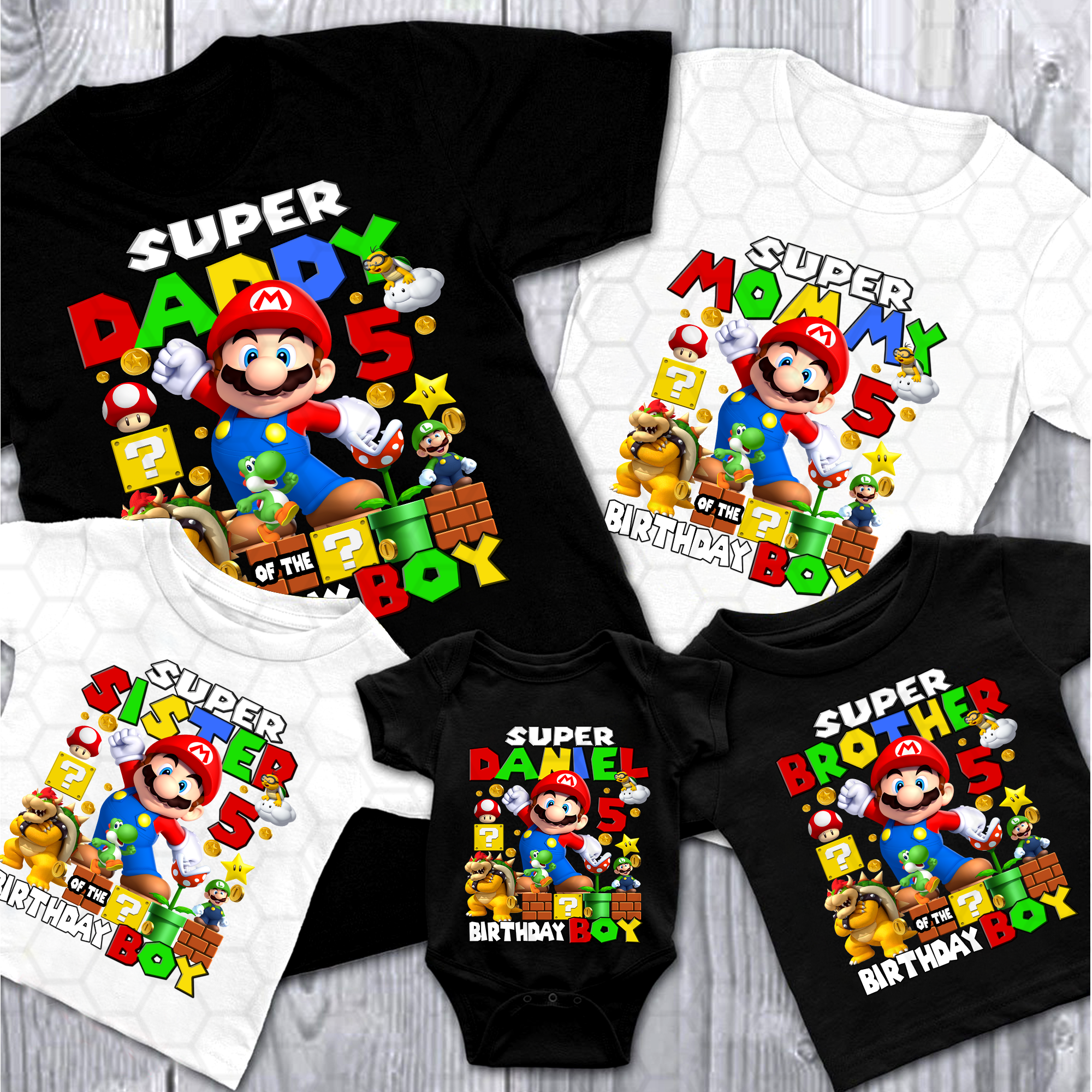 Personalized Super Mario birthday shirt set, Super Mario family shirts, Super Mario theme party shirts, Super Mario matching shirts, Super Mario tshirt