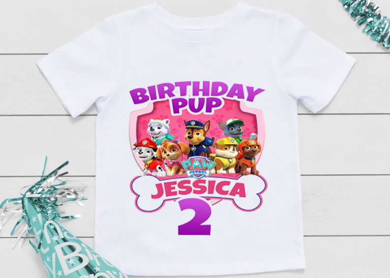 Paw Patrol Inspired Birthday T Shirt, Paw Patrol Theme Party, Personalized Shirt for Kids Matching Family shirts Girl Birthday Gift