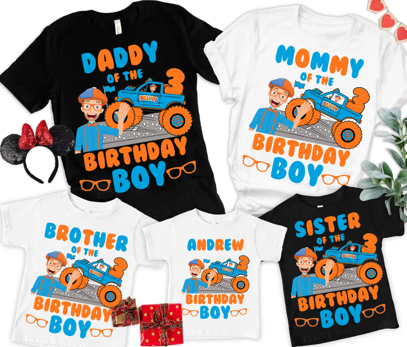 Personalized Blippi Birthday Shirt, Blippi Family Shirt, Blippi Dadlife, Momlife, Family Party Matching Shirt