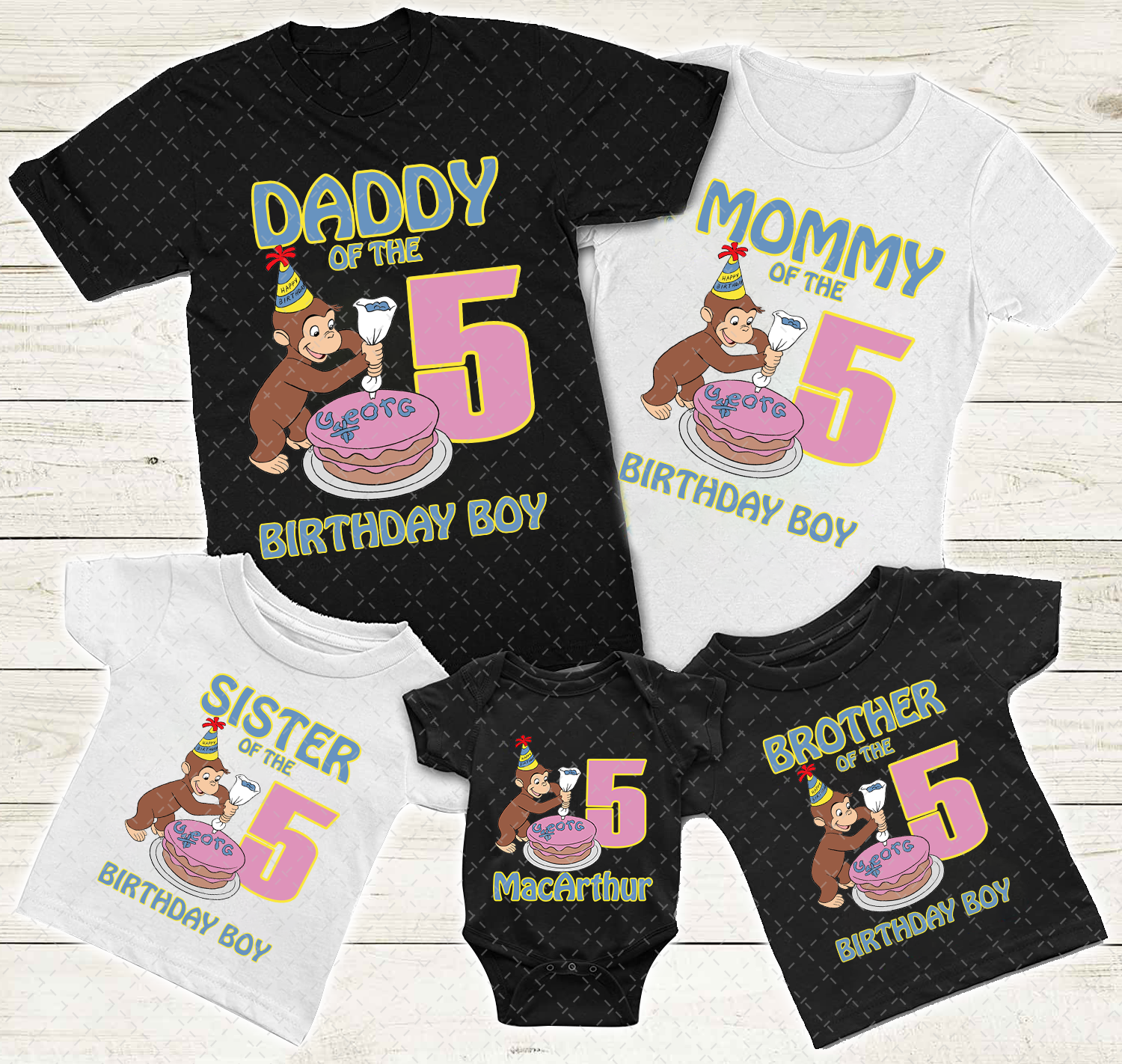 Personalized Curious George Birthday Shirt, Curious George Family shirt, Monkey Kid Shirt, Monkey Birthday Shirt, Kids Matching Shirt