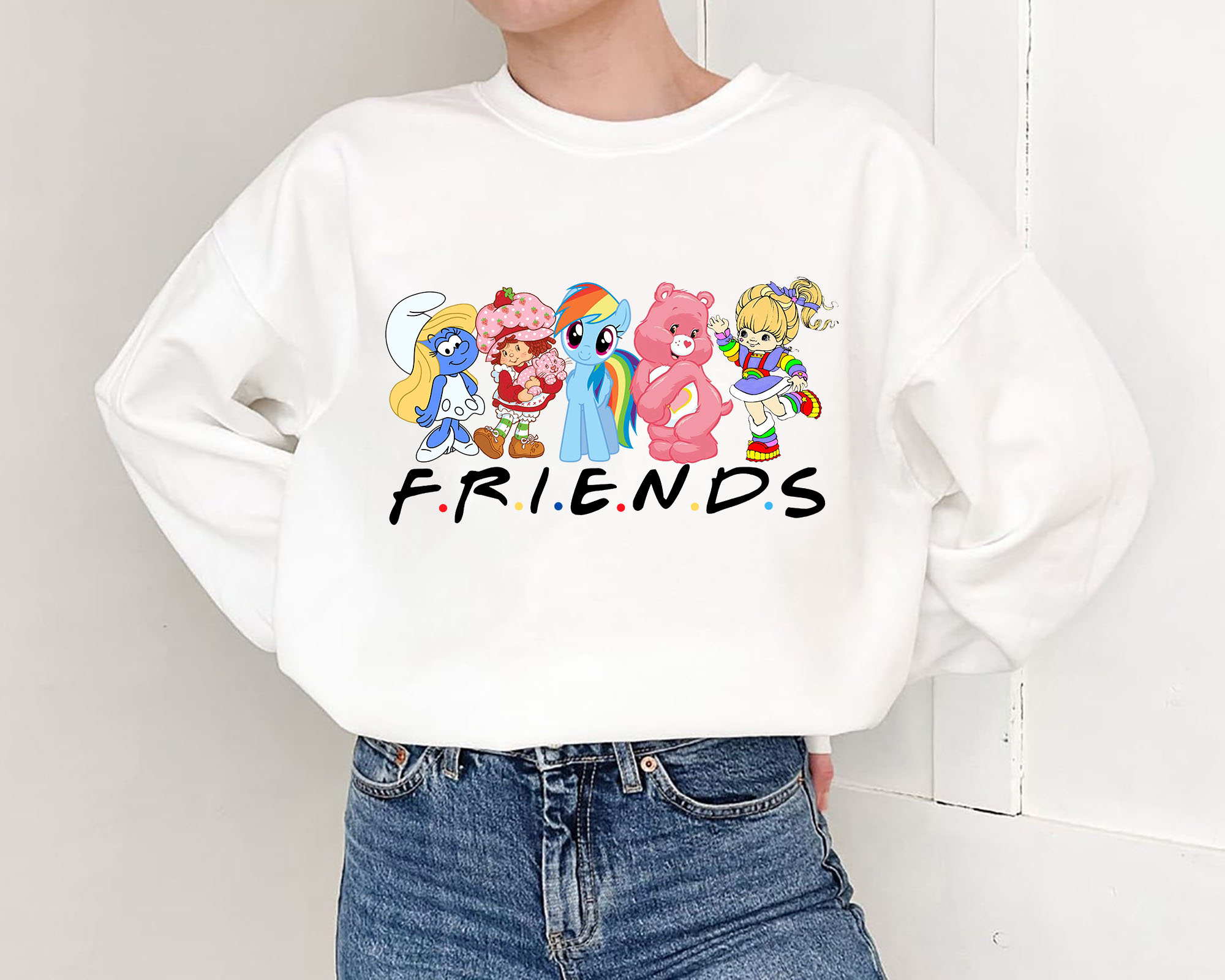 80s Cartoon Friends sweatshirt, Cartoon Besties Nostalgia Tee, Friends of the 80ss Shirt, Strawberry Shortcake And Rainbow Brite Shirt