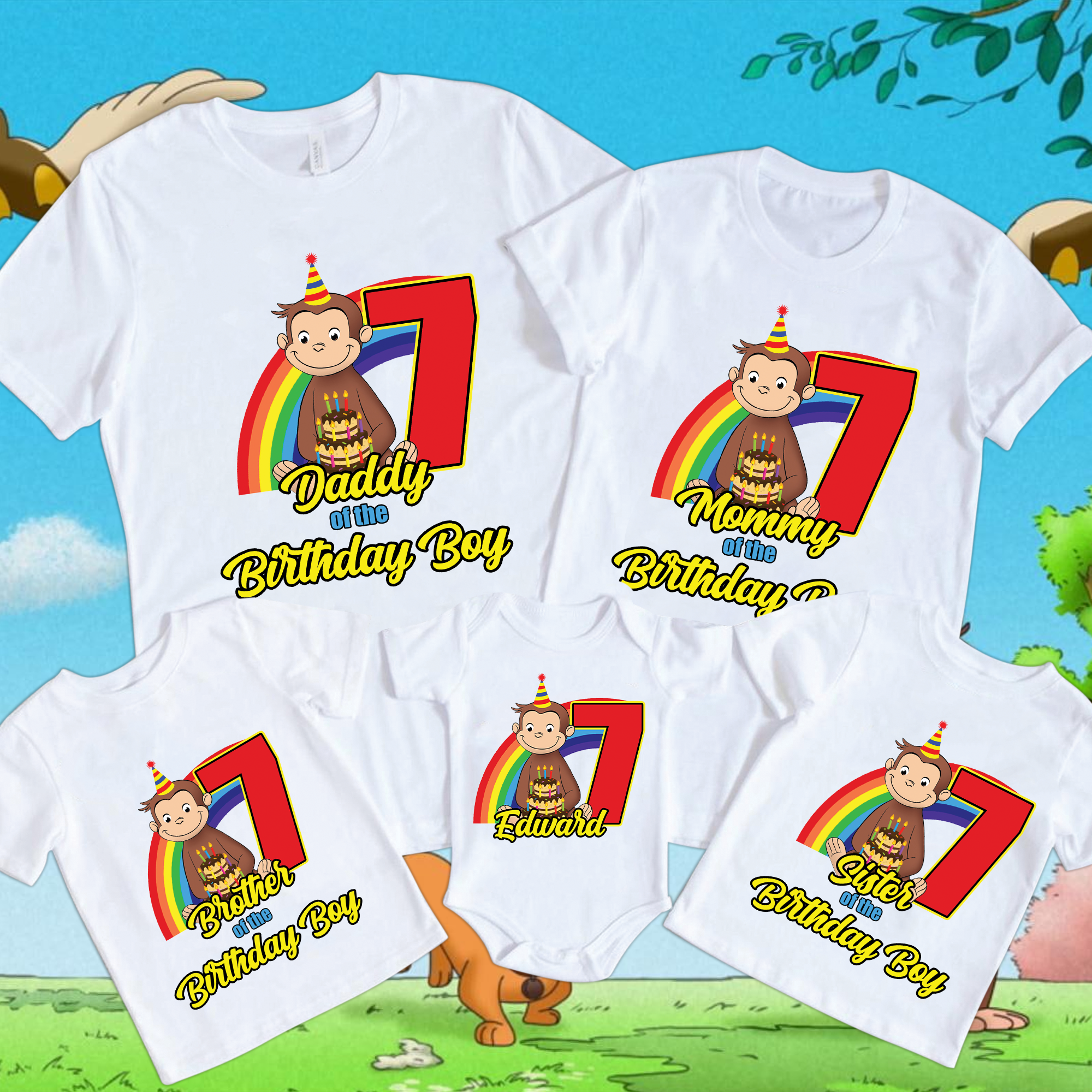 Curious George Birthday Shirt, Curious George Family Shirt, Birthday Boy Shirt, Personalized shirt
