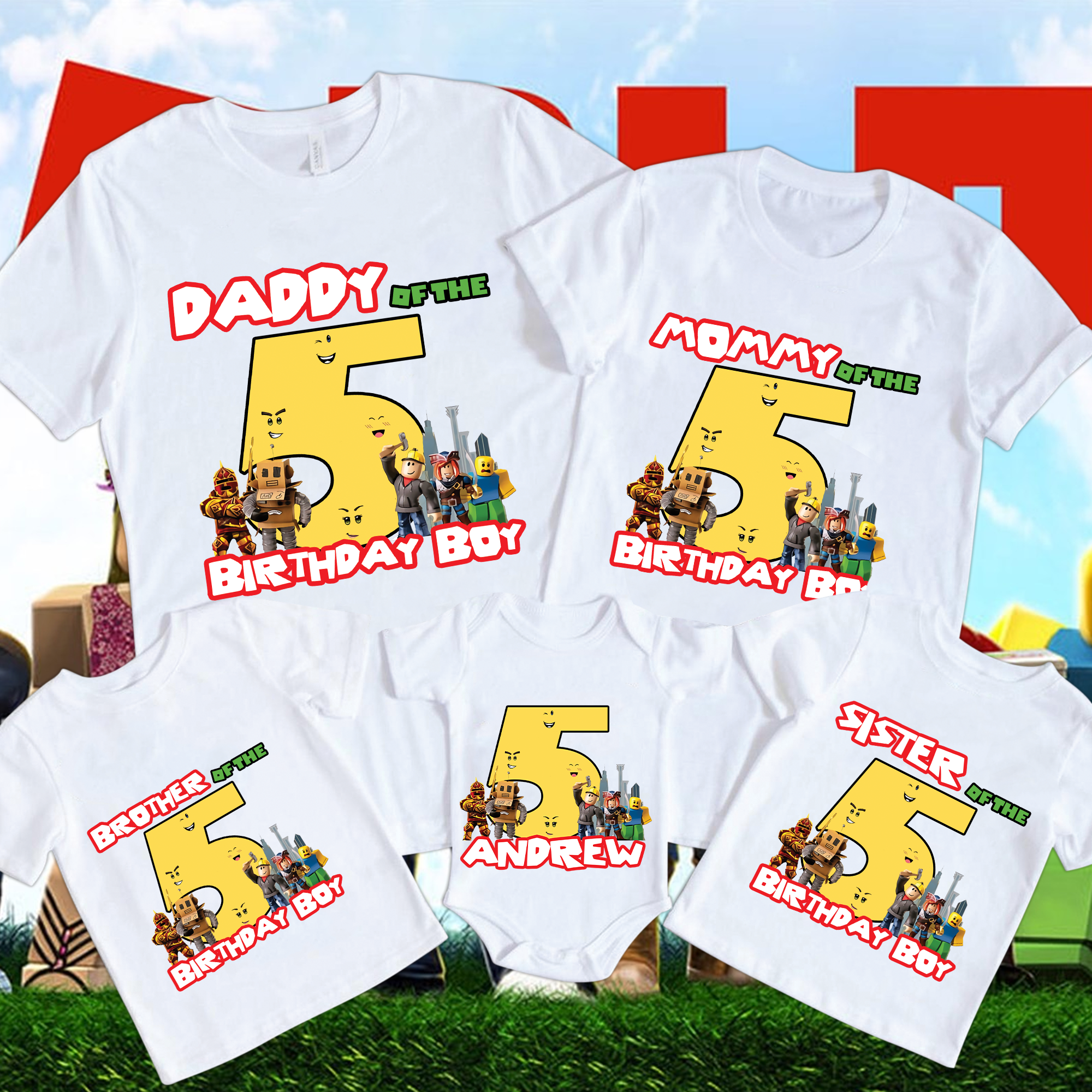 Personalized Roblox Themed Birthday Shirt, ROBLOX Birthday, Family Matching shirts, Custom Name And Age