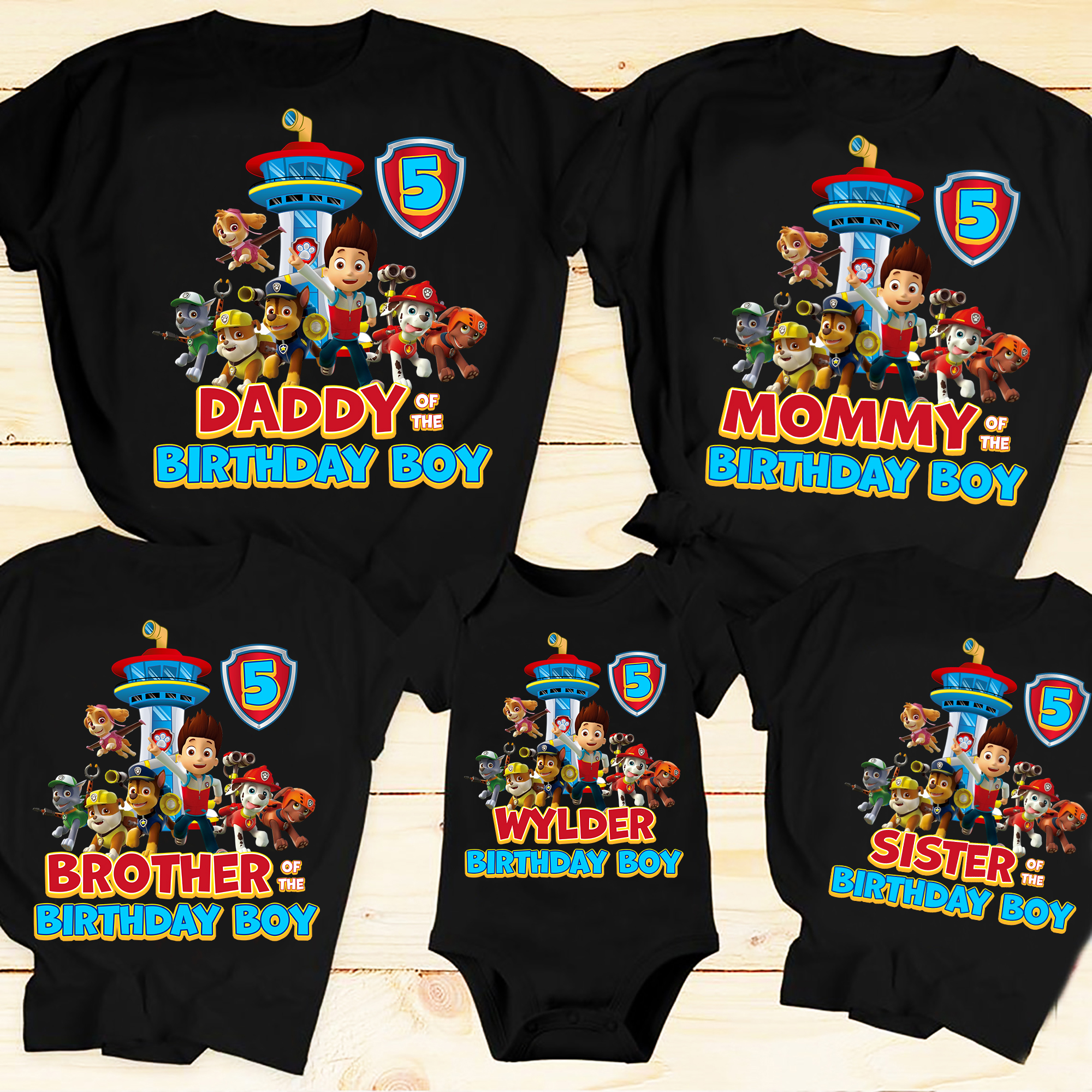 Paw Patrol Inspired Birthday T Shirt, Paw Patrol Theme Party, Personalized Shirt for Kids Matching Family shirts Christmas Gift