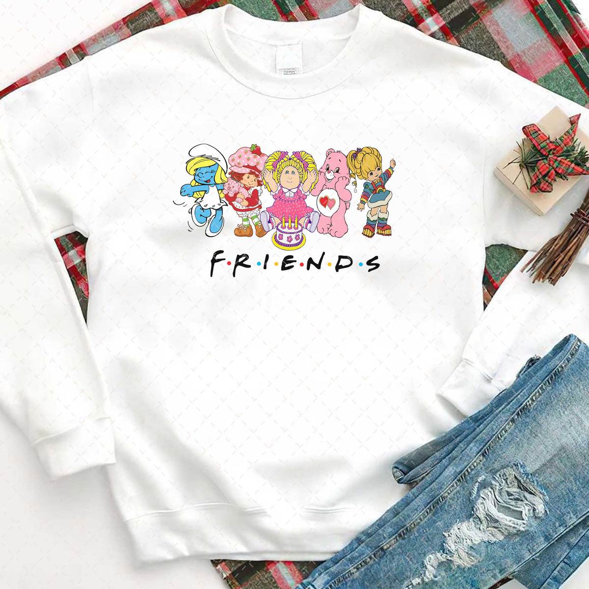 Friends Cartoon Tee, 80s Friends T-shirt, Vintage 80ss Friends Cartoon, Care Bears And Strawberry Shortcake Lover Shirt, Friends Shirt