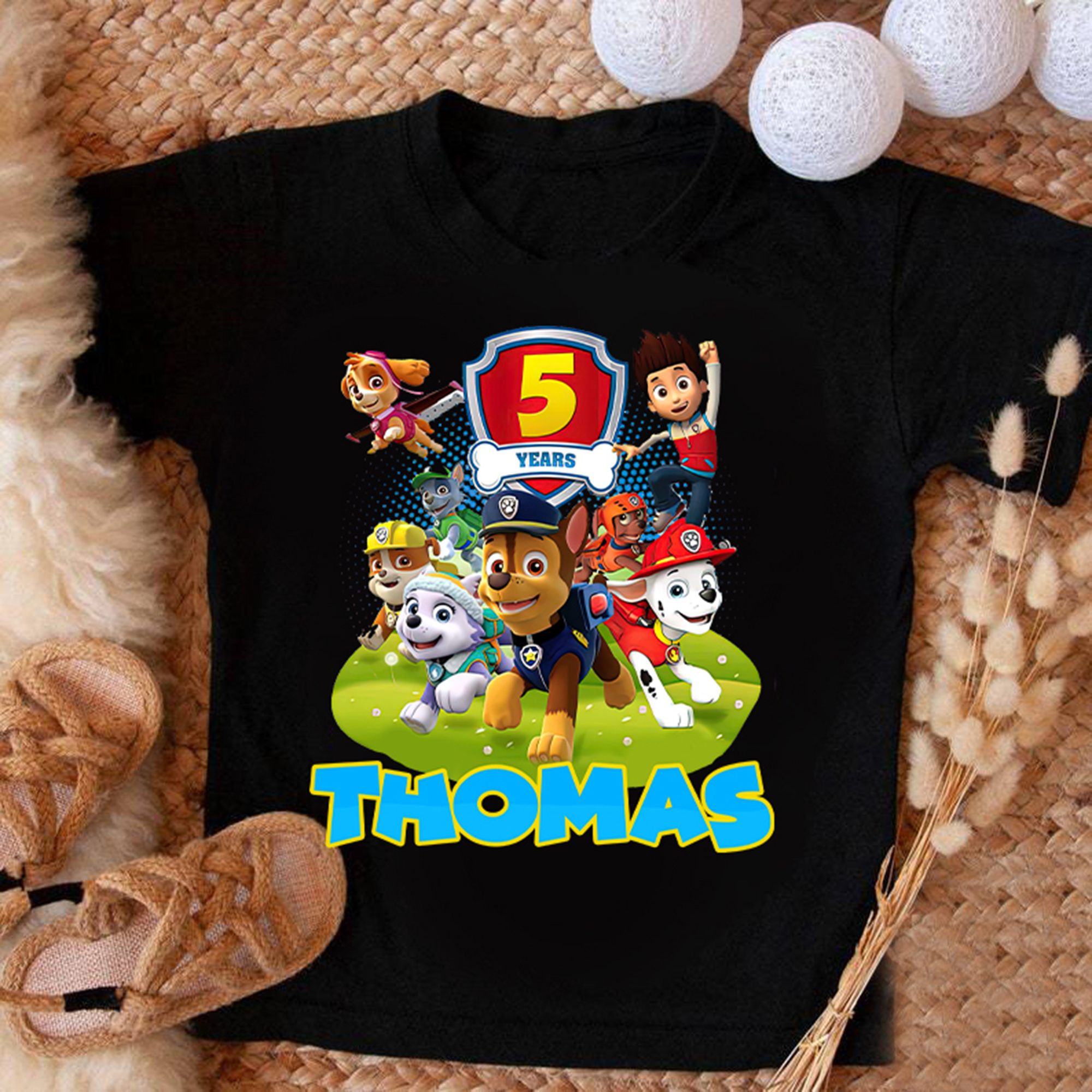 Paw Patrol Custom Birthday T shirt, Paw Patrol Shield Theme Party, Personalized Shirts For Kids, Kids Birthday Shirt Gifts, Raglan T shirt