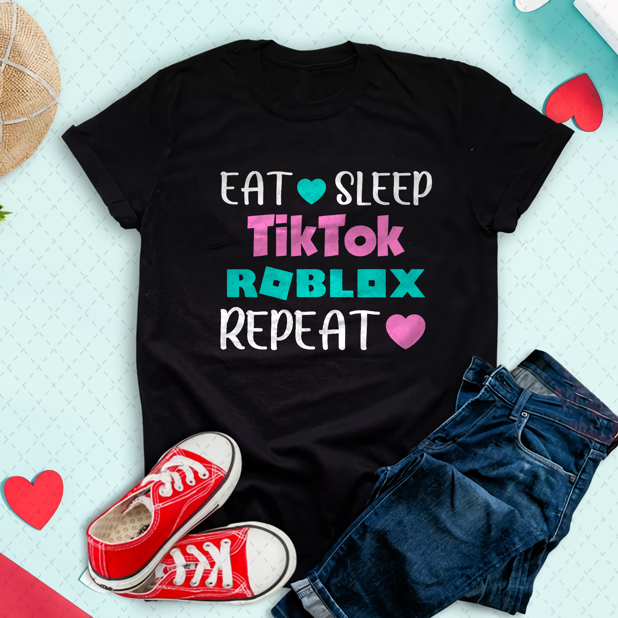 Eat Sleep TikTok Roblox Repeat. TikTok Shirt. Roblox Shirt. Gamer. Dance Life. TikTok Lover. Vlogger. Roblox Birthday. TikTok Birthday