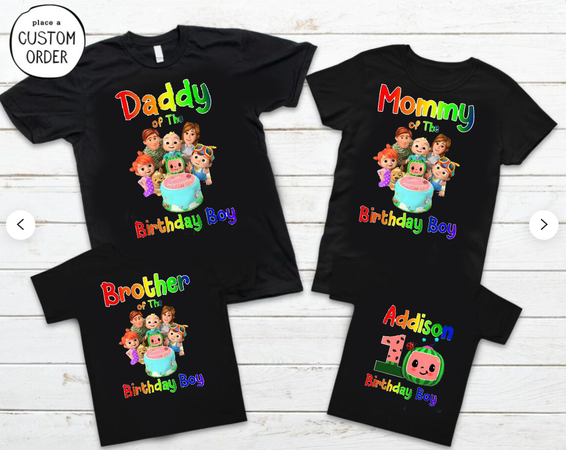 Cocomelon Family shirts, Cocomelon birthday shirts, Custom cocomelon party, Cocomelon shirt,Family Birthday shirt