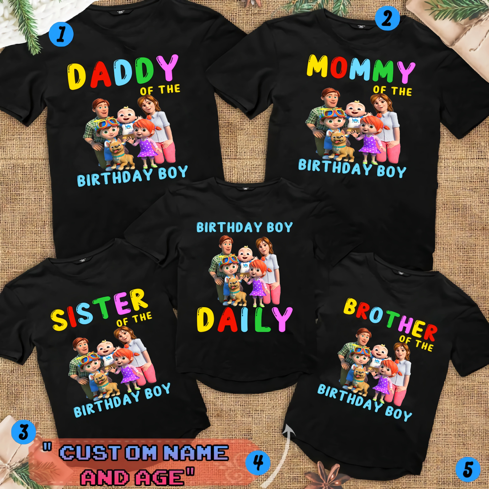 Personalized Coco-melon Birthday Shirts, Custom Cocomelon Family shirts set, Cocomelon Party Family Matching Shirt Set
