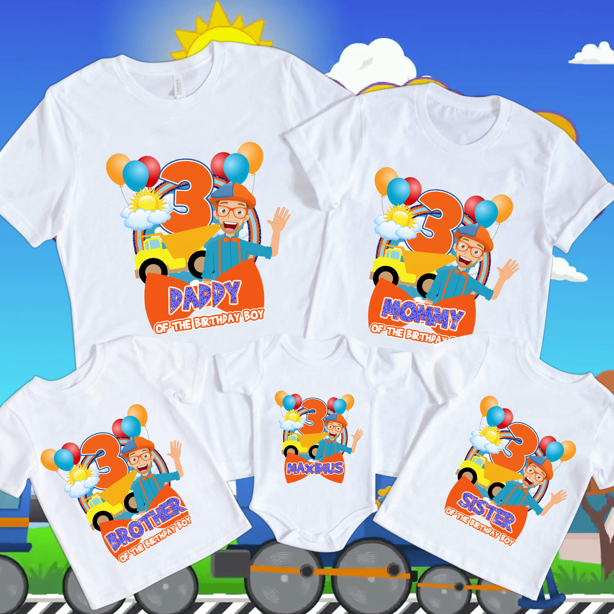 Personalized Blippi Birthday, Blippi Theme Birthday BoyGirl Shirt, Matching Birthday Family Shirts, Custom Birthday Shirt