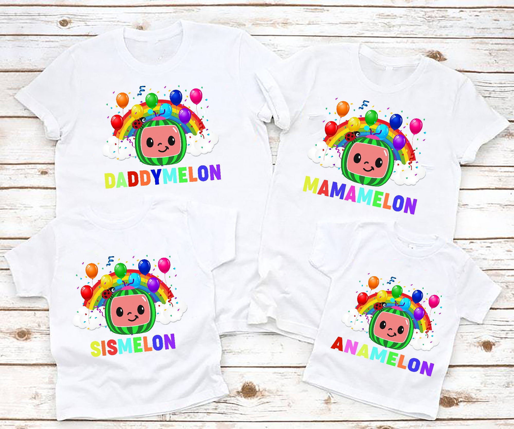 Cocomelon Party Shirt, Rainbow Melon Shirt, Matching T-Shirts For Birthdays, Birthday Family Matching Shirt