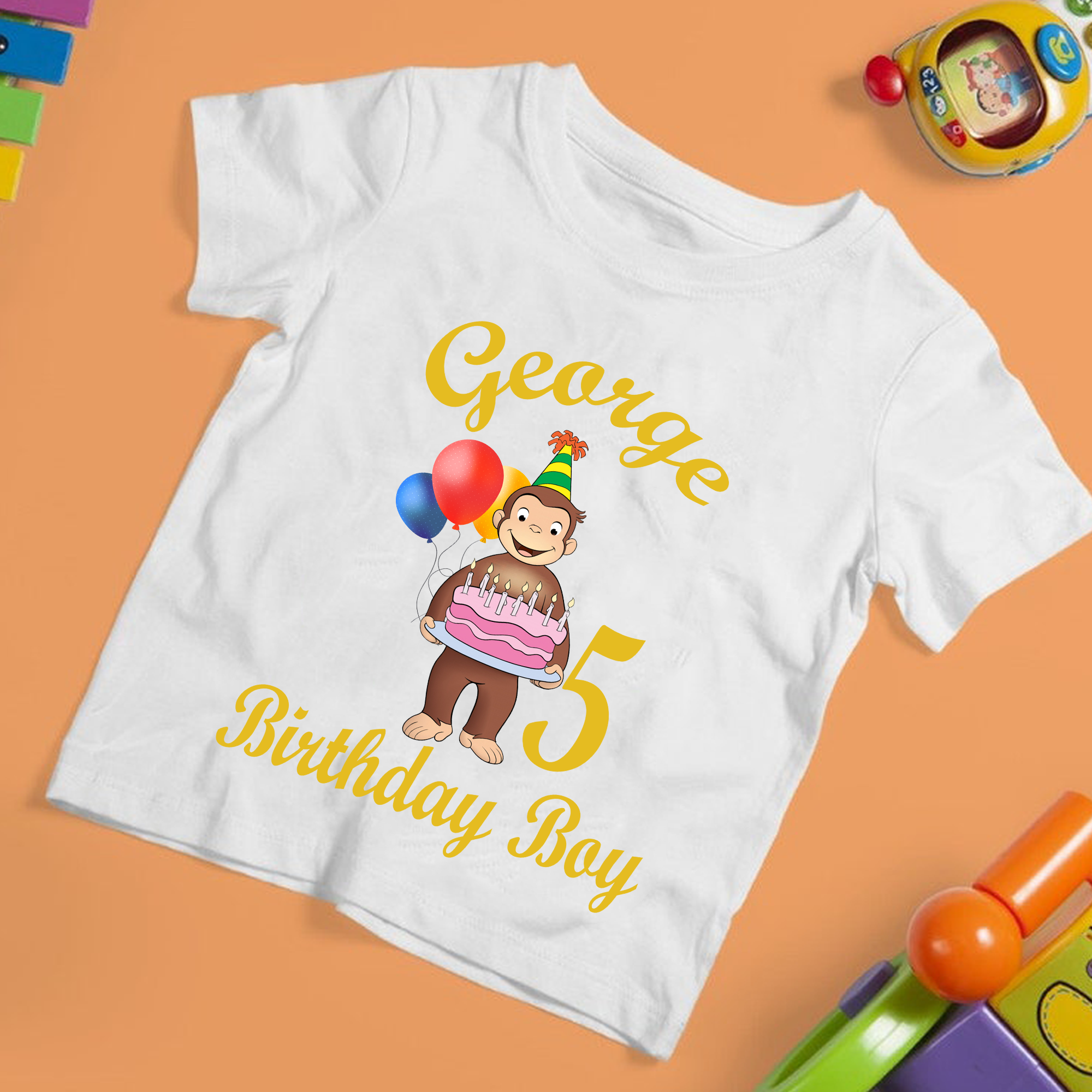 Personalized Curious George Birthday Shirt,Custom Curious George Family shirt,Monkey Kid Shirt,Monkey Birthday Shirt,Kids Matching Shirt