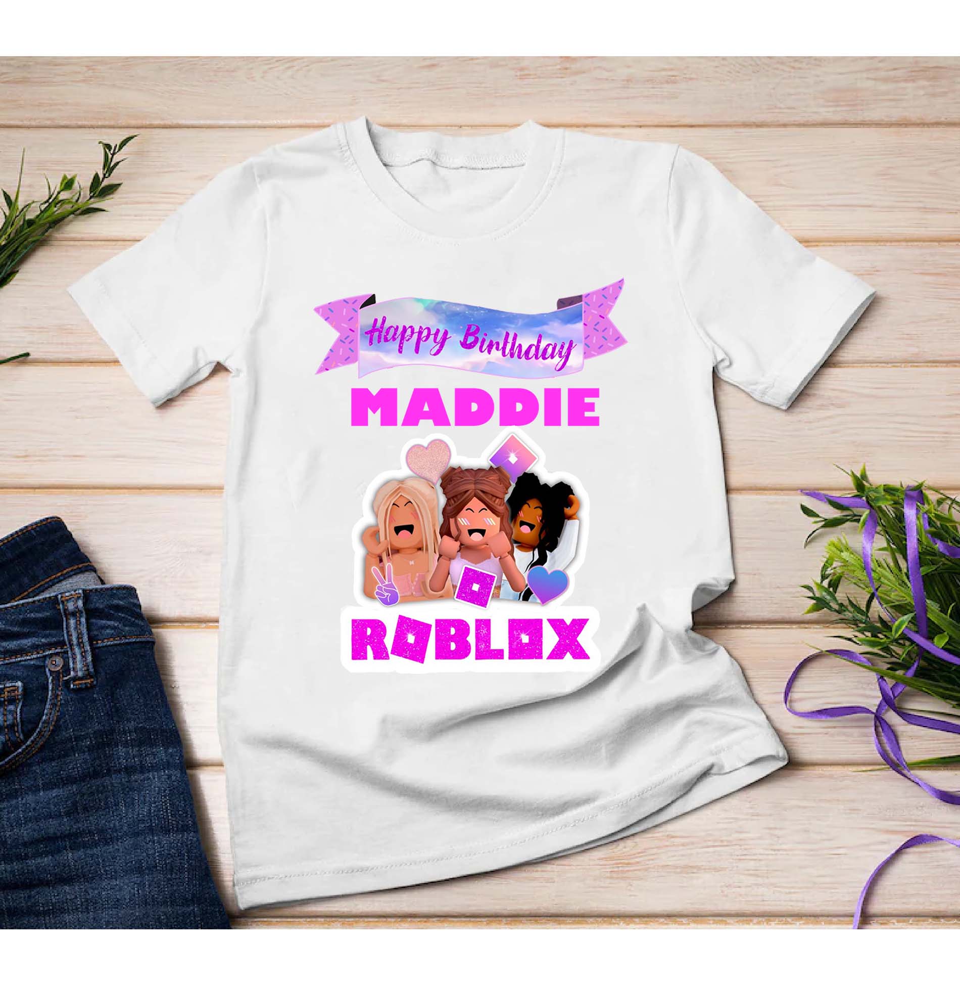 Roblox Birthday Girl Shirt, Custom Gift Party, Unisex Kids Tee Short Sleeve Tshirt, Family Personalized Shirt