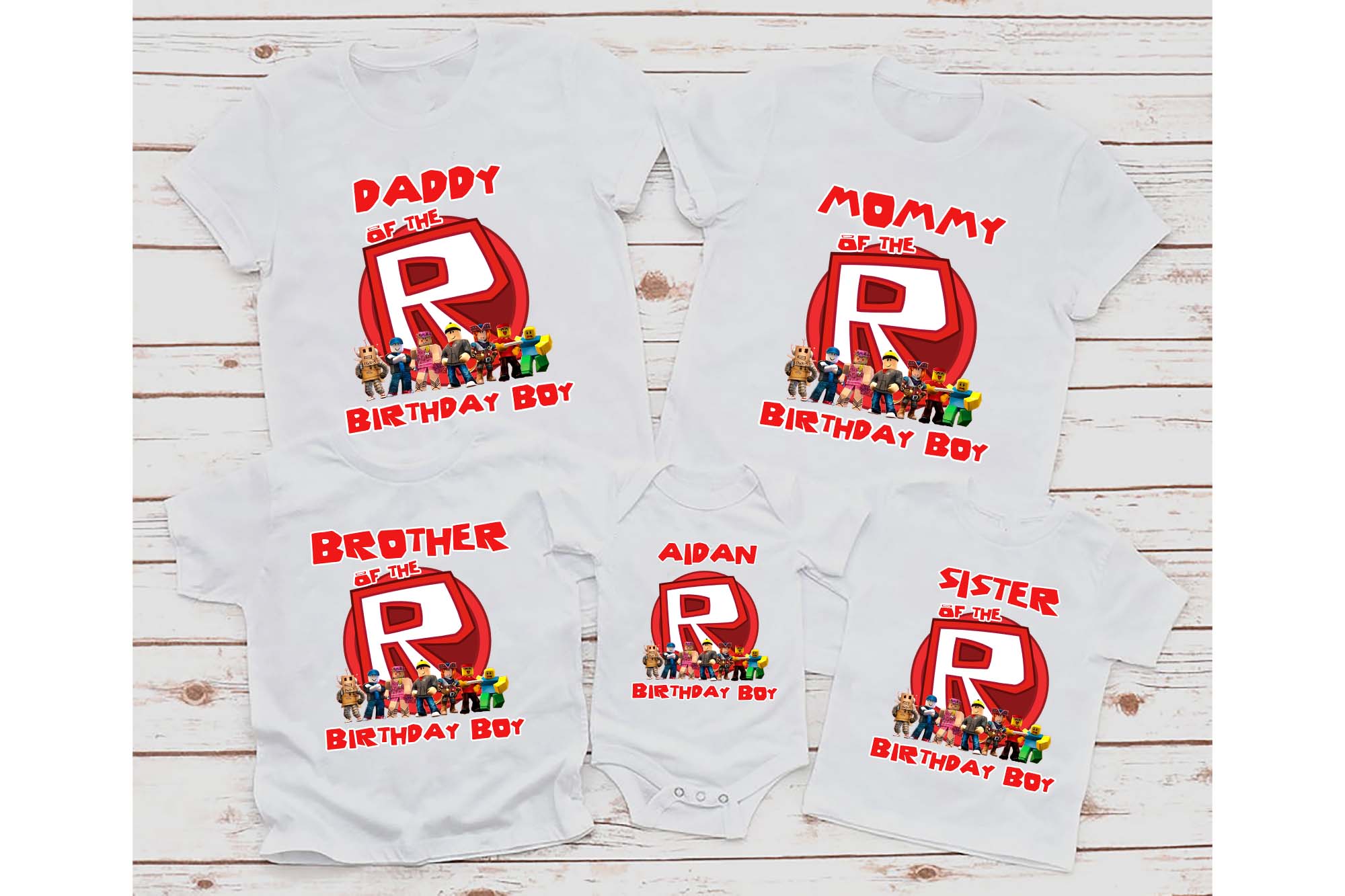 ROBLOX BIRTHDAY BOY or Girl Party Shirt, custom Roblox Personalize Family T-shirts