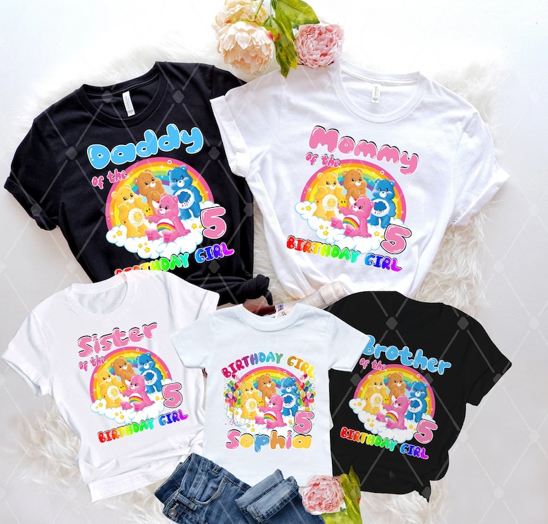Personalized Care Bears Birthday Shirt, Care Bears Matching Family Shirt, Care Bears Kids Shirt, Care Bears Outfits, Custom Name And Age