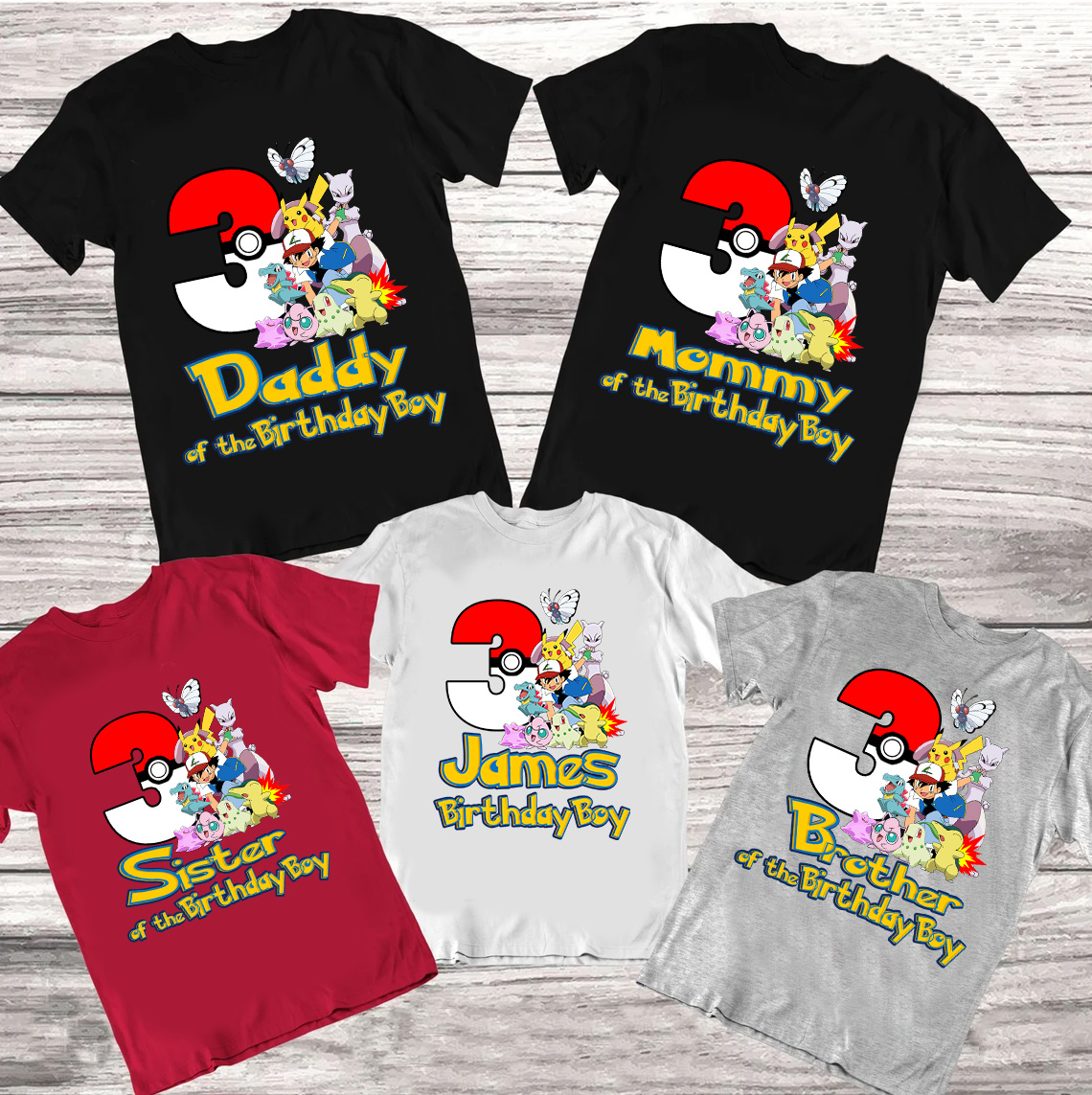 Pokemon Birthday Family Shirt, Pikachu Shirt, Pokemon Shirt, Personalized Gifts, Personalized Pokemon Birthday, Matching Birthday Family Shirts