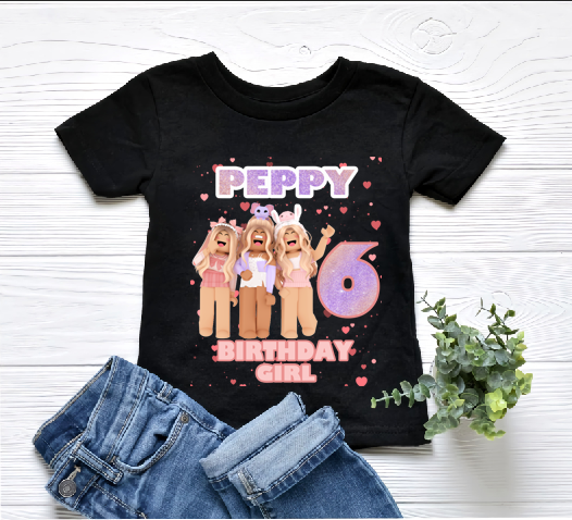 Personalized Roblox Girl Birthday Shirt Set, Roblox Girl Party Shirt, Roblox Birthday Shirt, Roblox Matching Family Shirt