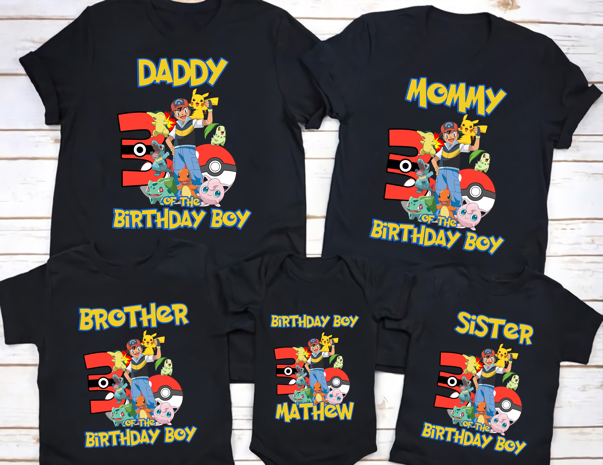 Pikachu Pokemon Family Birthday shirt Party shirt theme shirt Raglan shirt Personalized shirt Family matching Shirt Gift Birthday shirt, Personalized shirt