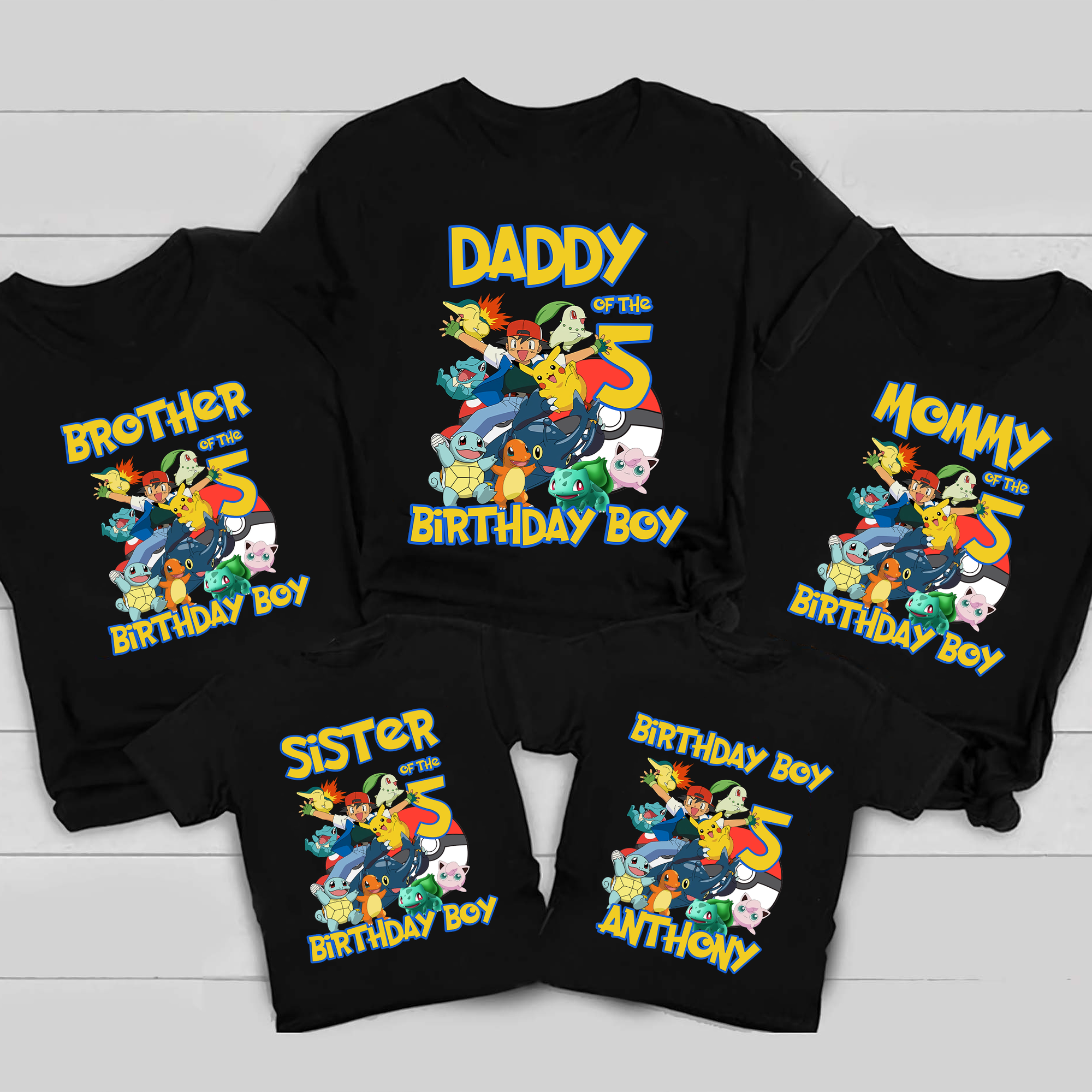 Pikachu Birthday shirt, Pokemon Birthday Party shirt for girl theme shirt Raglan shirt Personalized shirt Family matching Shirt Gift Birthday shirt, Personalized shirt