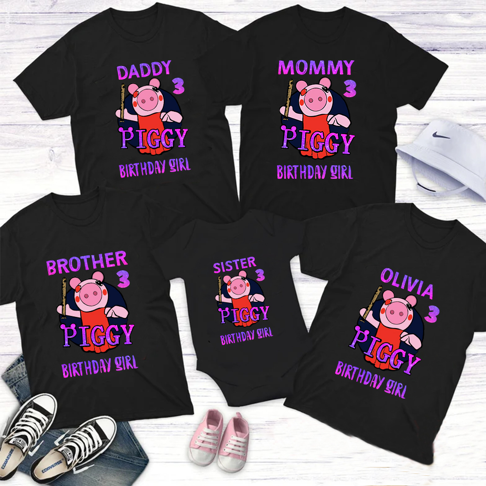 Roblox Piggy birthday shirt, Kids Birthday Shirt, Theme Game Shirt, Piggy T-Shirt, Gift Family Unisex,Custom name and age shirt,Roblox Piggy