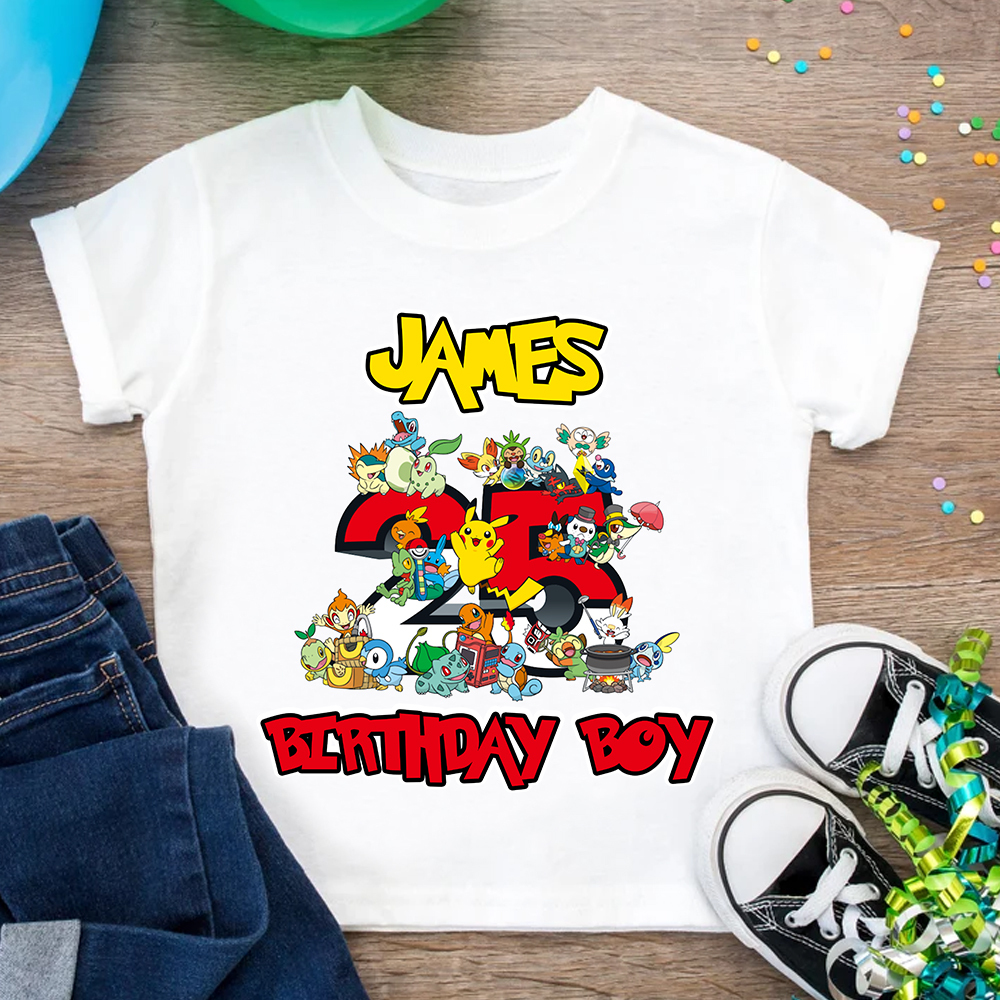 Personalized Birthday Family Pokemon Family Shirts, Pikachu Birthday Family Shirt, Birthday Pokemon Kids And Adult Tee, Pokemon Cartoon fan gift