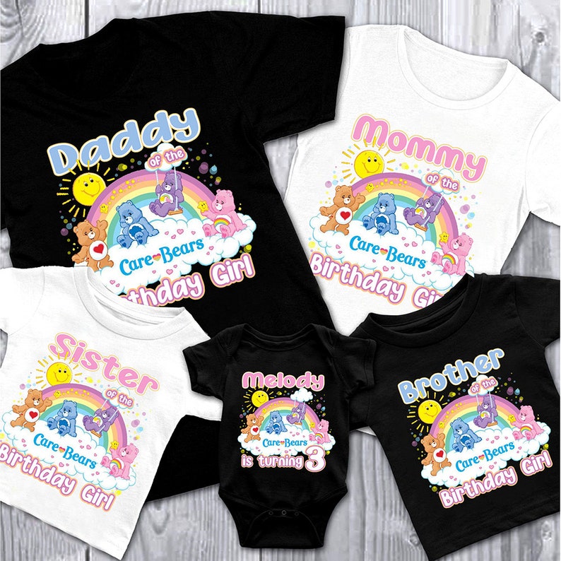 Care Bears Personalized Birthday Shirt, Sunshine Bear Shirt, Care Bears Family Shirt, Custome Name And Age Shirt