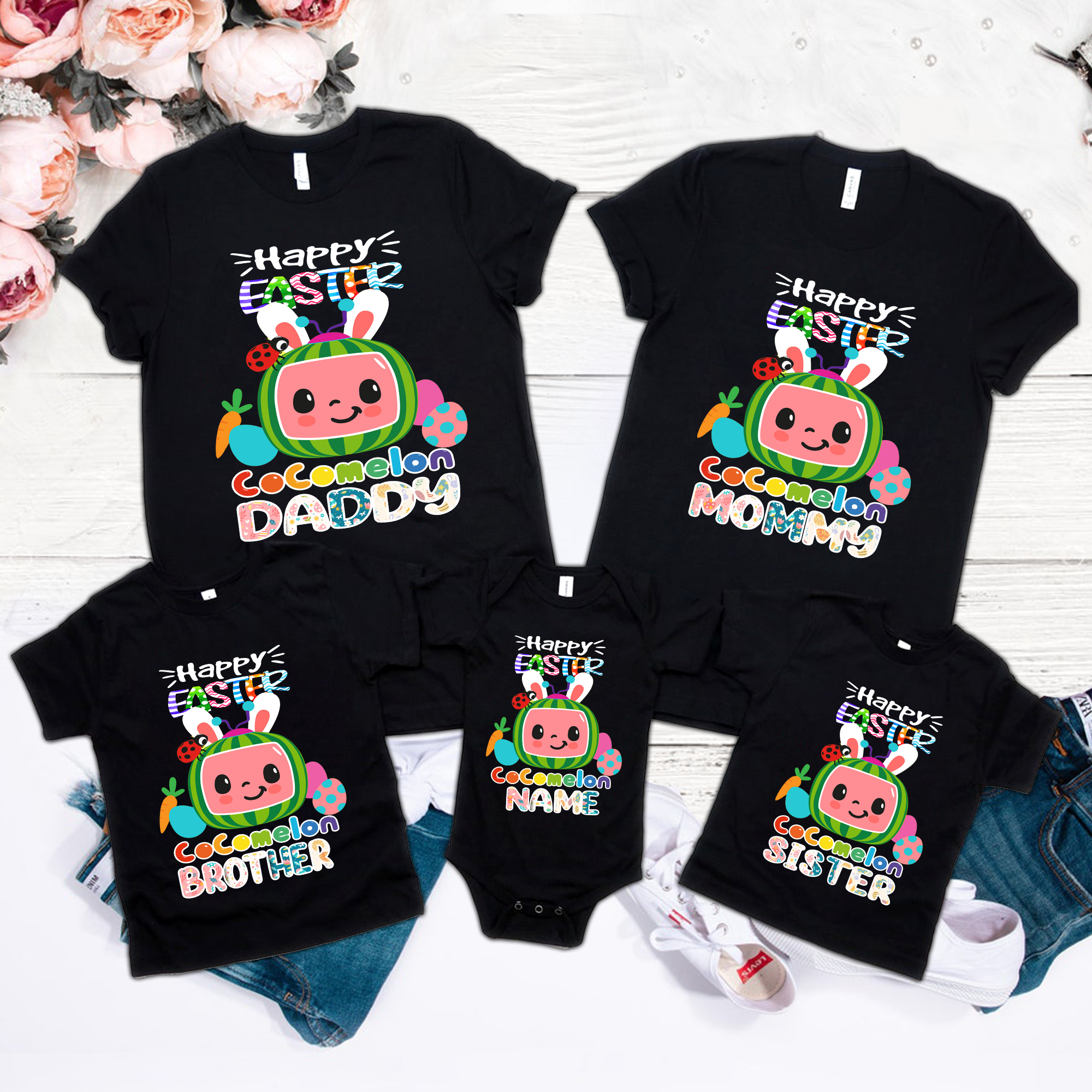 Personalized Cocomelon Easter Day Family Shirt, Easter Cocomelon Inspired Shirt, Easter Cocomelon Family Shirt, Cocomelon Birthday and Vacation Shirt