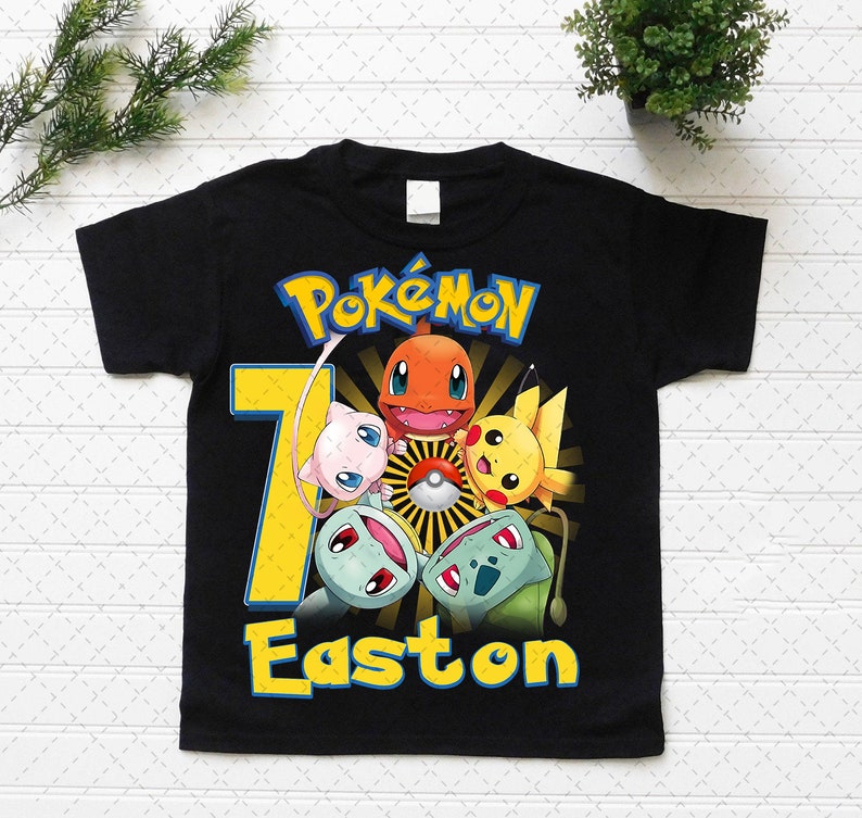 Pokemon Personalized Birthday Shirt, Pokemon Family Matching Birthday Party, Pikachu Birthday Custom Gift, Pokemon Cartoon Fans