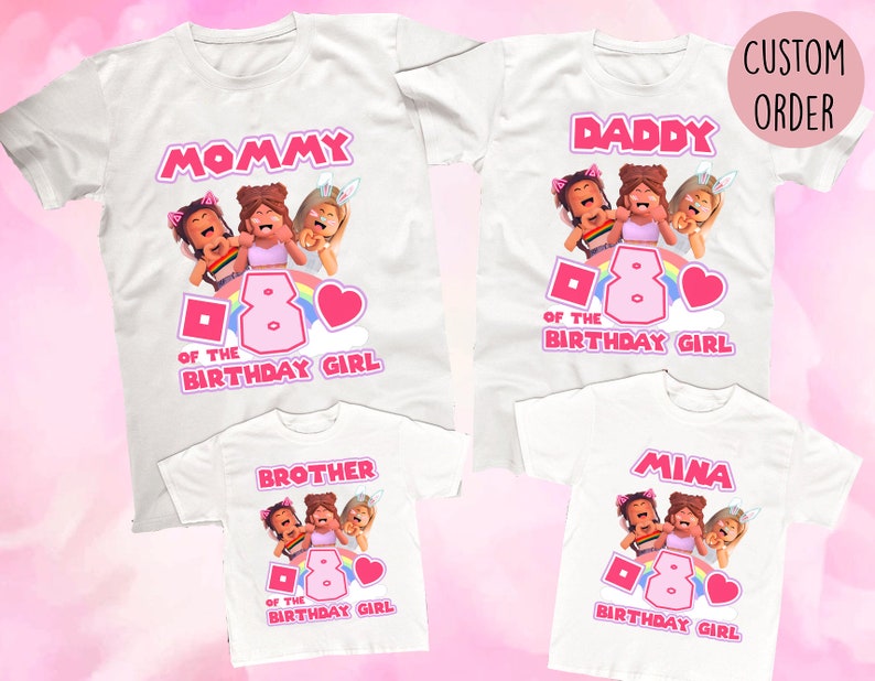 Personalized Roblox Girl Birthday Shirt, Roblox Gamer Birthday Shirt, Roblox Woman Kids Birthday Theme, Custom Game Family Shirts