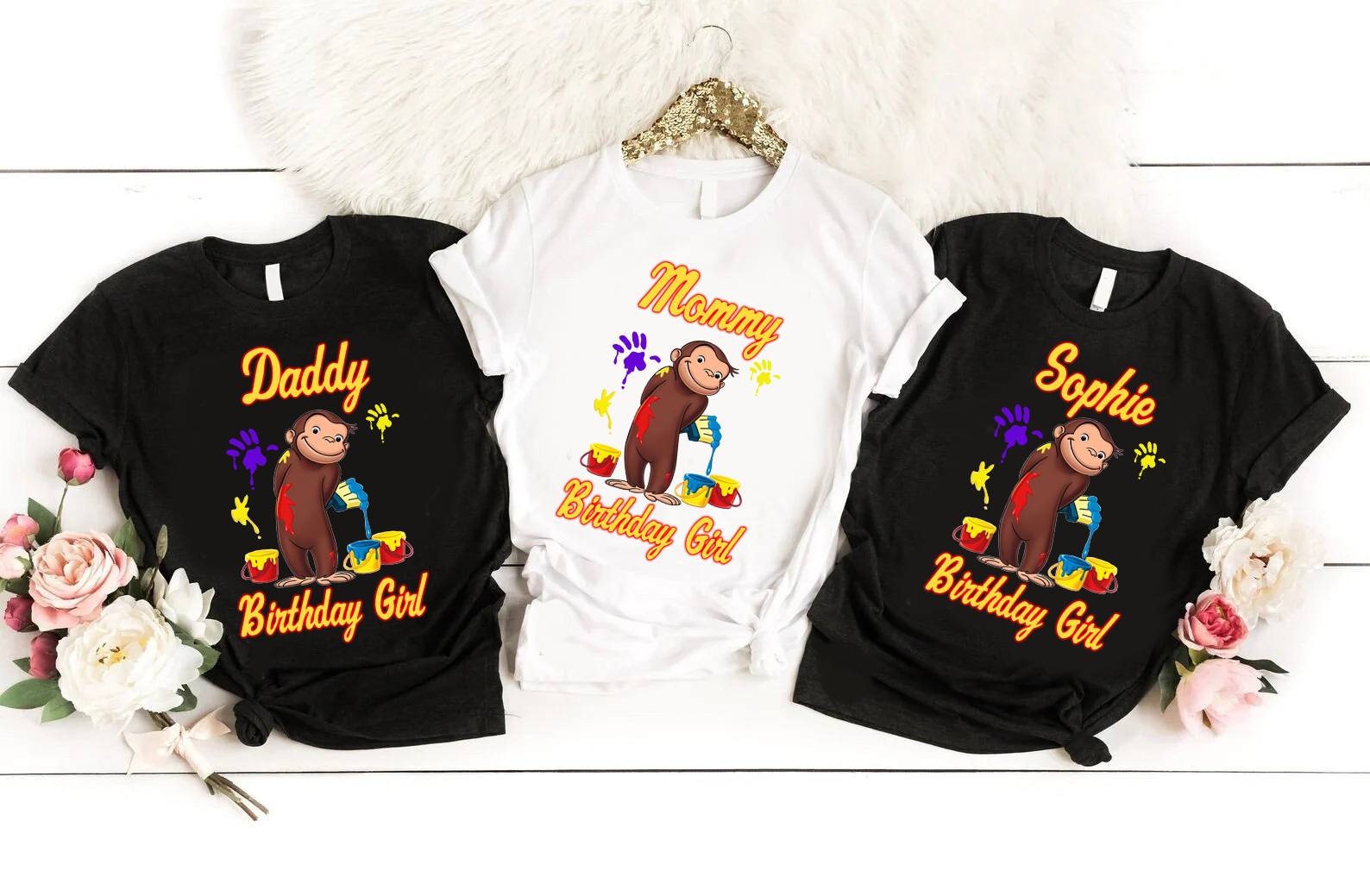 Custom Curious George Birthday Shirt, Custom Matching Family Birthday Shirt, Personalized Birthday Gifts
