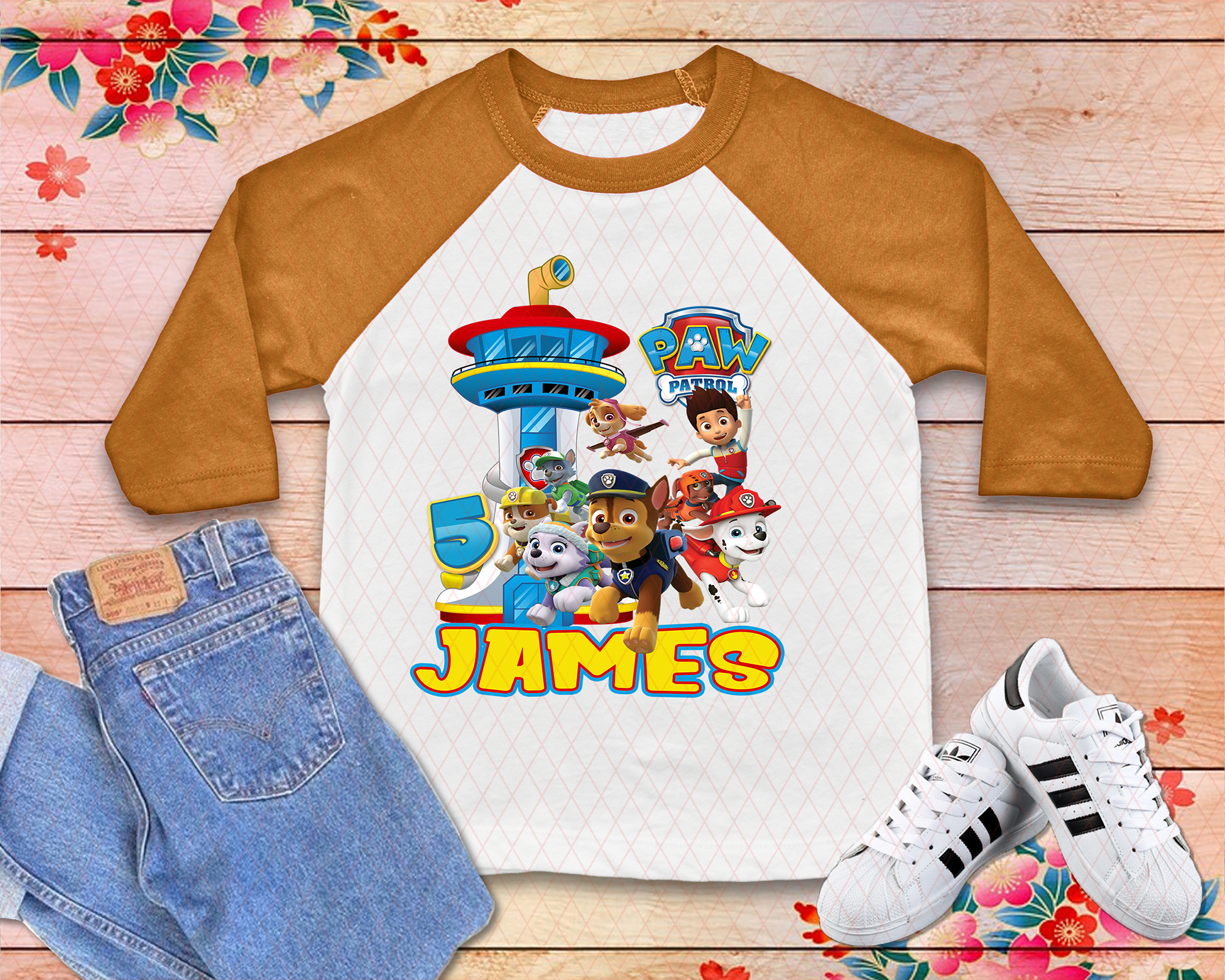 Personalized PAW Patrol Birthday Raglan Shirt, Custom Birthday Party Raglan Shirt