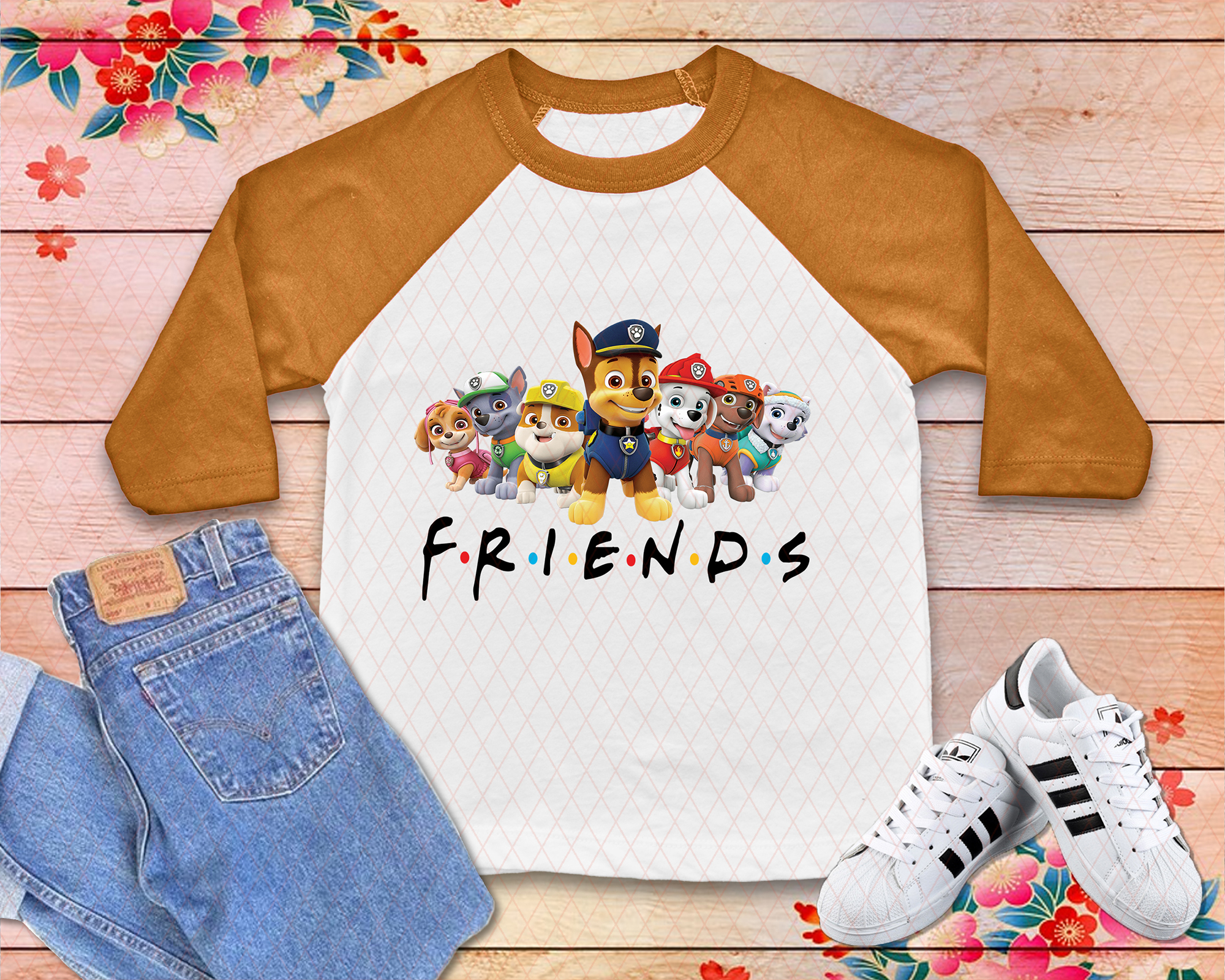 Paw Patrol Friends Baseball Tee, Personalized Raglan Shirt