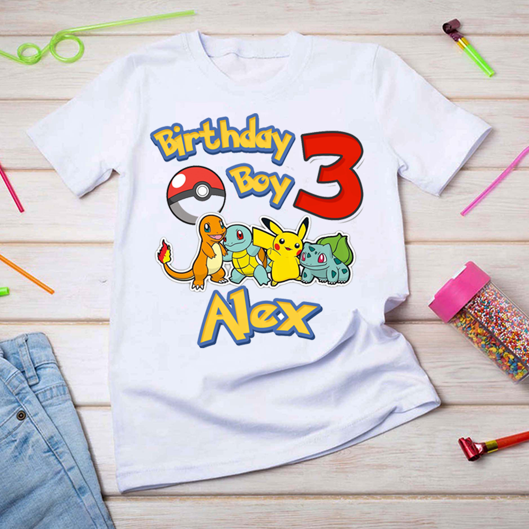 Personalized Pokemon Birthday Family Shirt, Pikachu Birthday shirt, Ash Pokemon Shirt, Pokemon Shirt, Pokemon Go Shirt