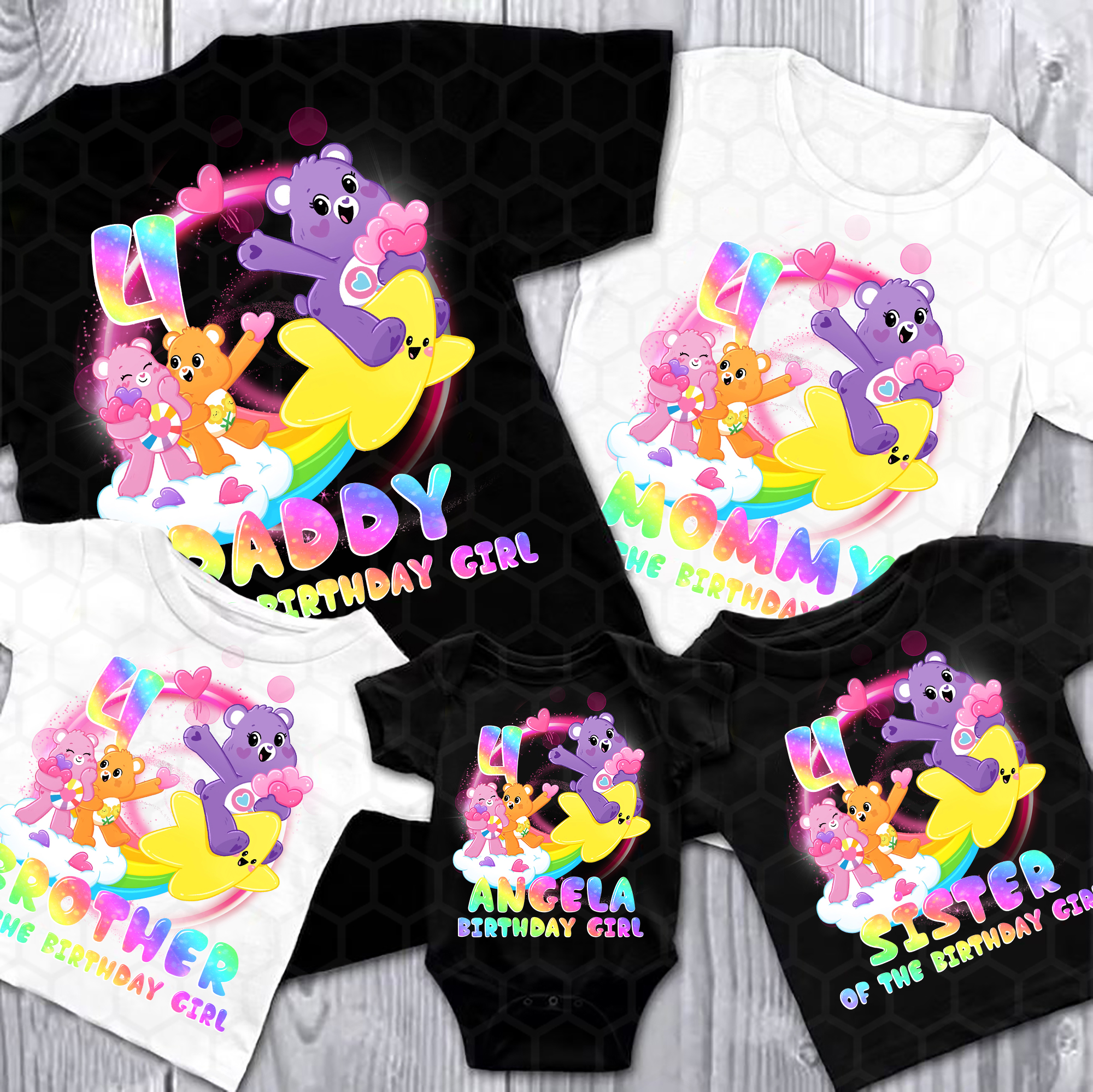 Personalized Care Bears Birthday Shirt Set, Care Bears Matching Family Shirt, Care Bears Kids Shirt, Care Bears Outfits, Custom Name And Age