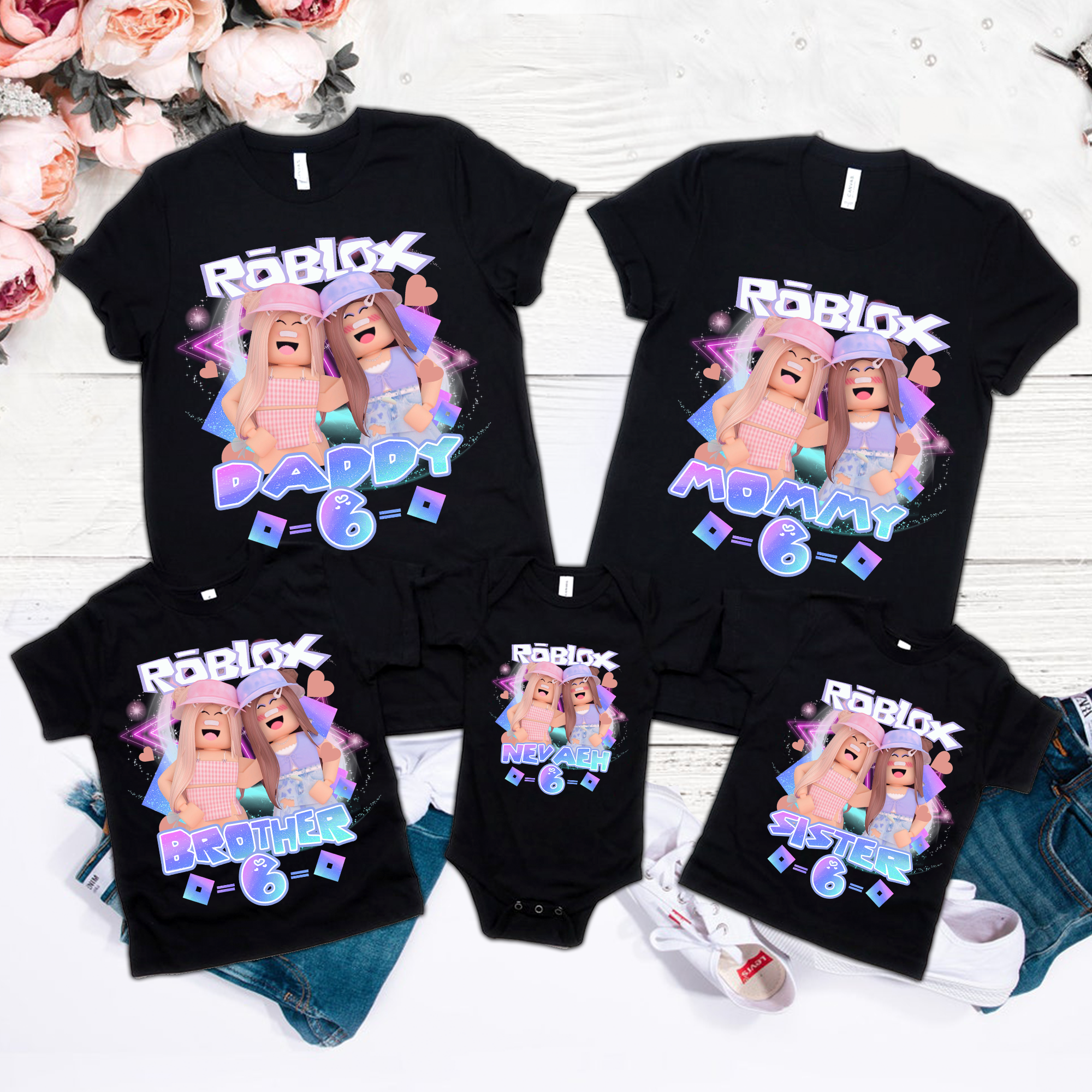 Girl Roblox Birthday Party Shirt, Roblox Girls Shirt, Roblox Girl Family Shirt, Girl Roblox Party, Custom Name And Age