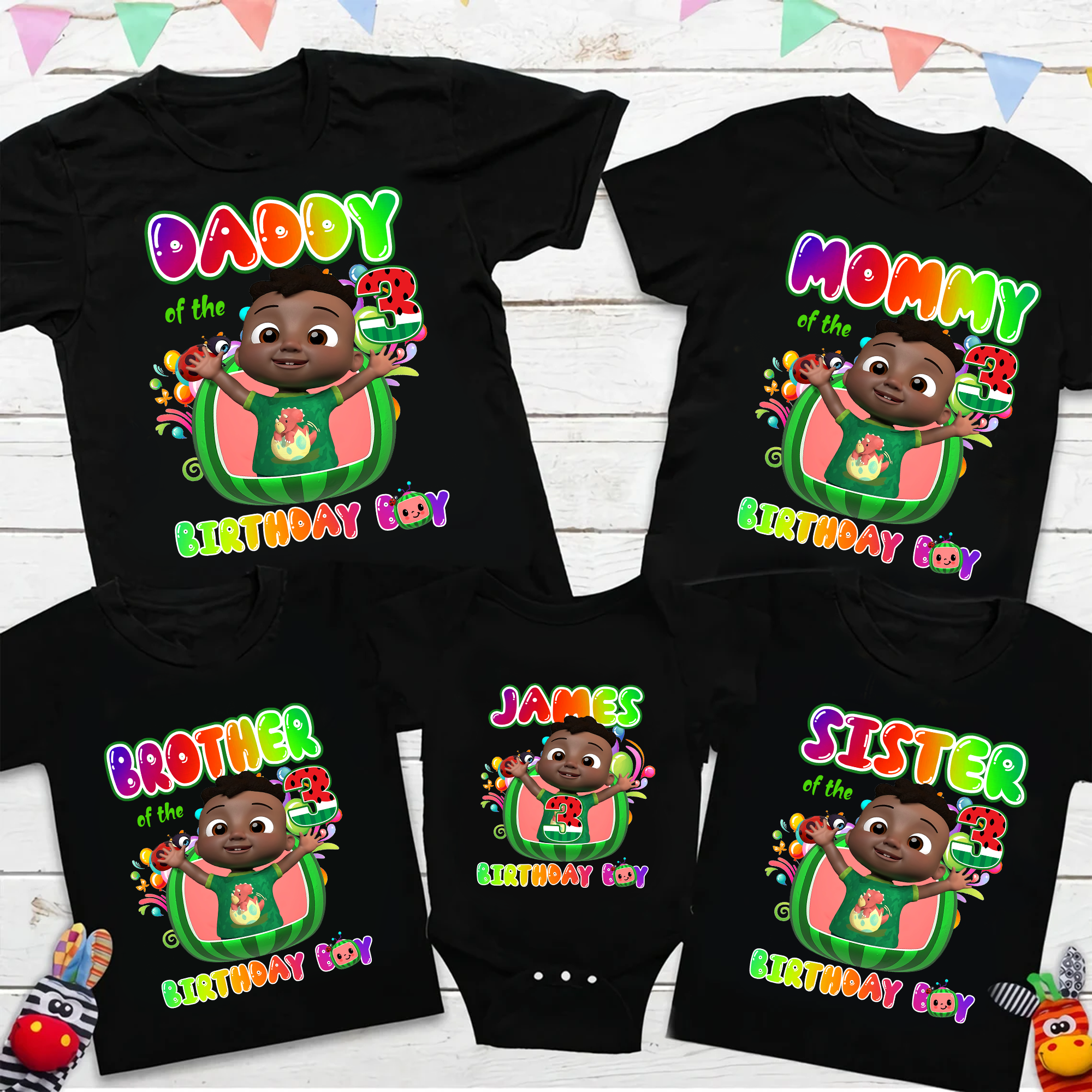 African American Boy Birthday Family Shirt, Cody Coco Melon Birthday Shirts, African American Cocomelon Kids Shirt, Custom Name And Age