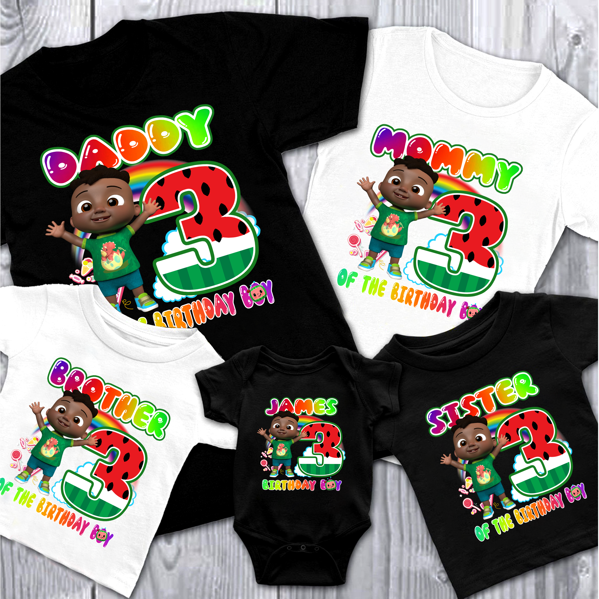 African American Boy Birthday Family Shirt Set, Cody Coco Melon Birthday Shirts Set, African American Cocomelon Kids Shirt, Custom Name And Age